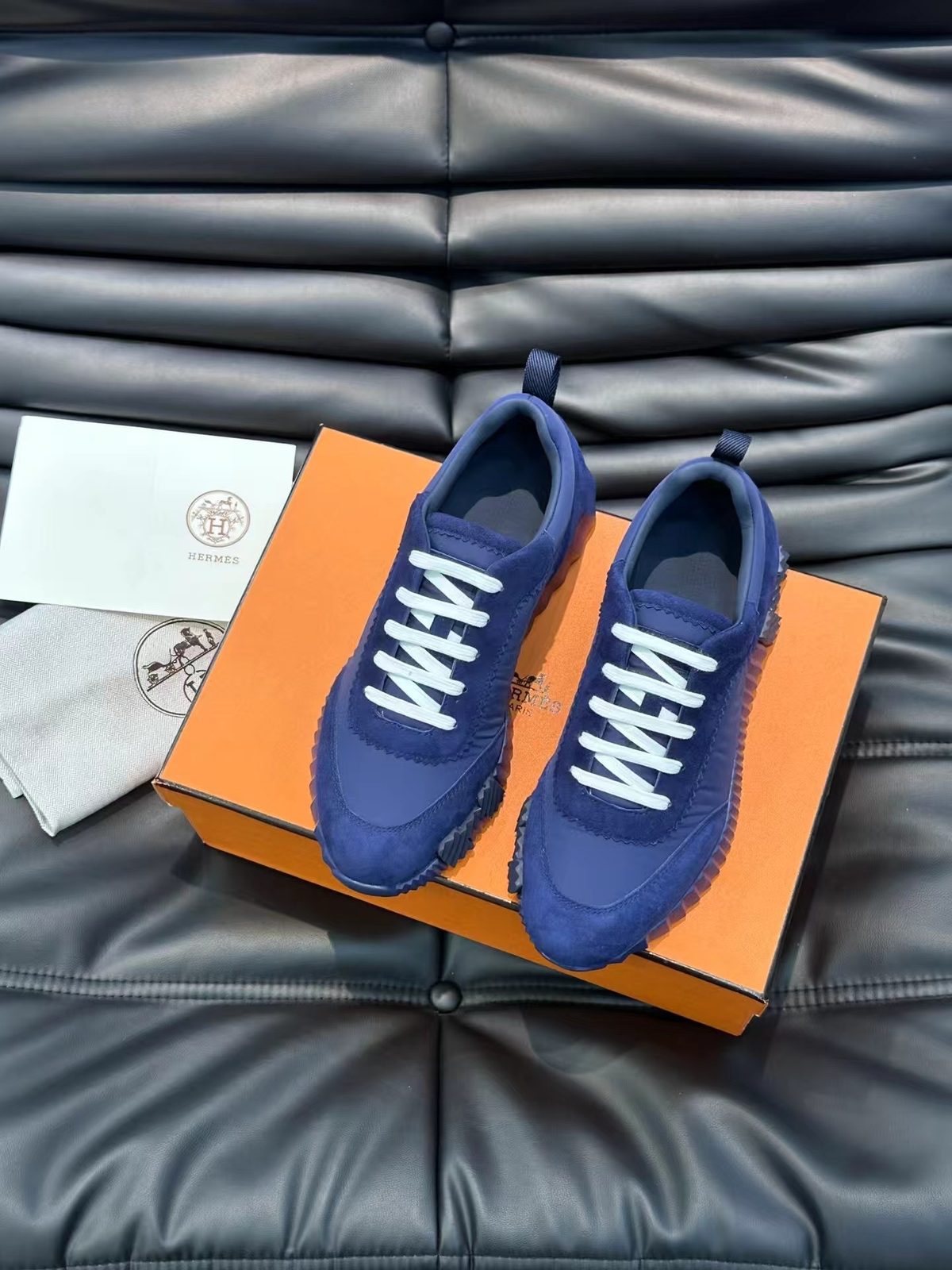 Hermès Quickline Blue Nylon Sneakers