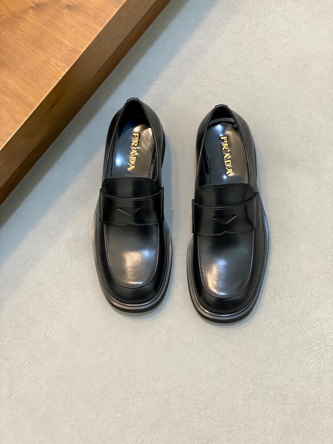 Prada Black Leather Platform Loafer