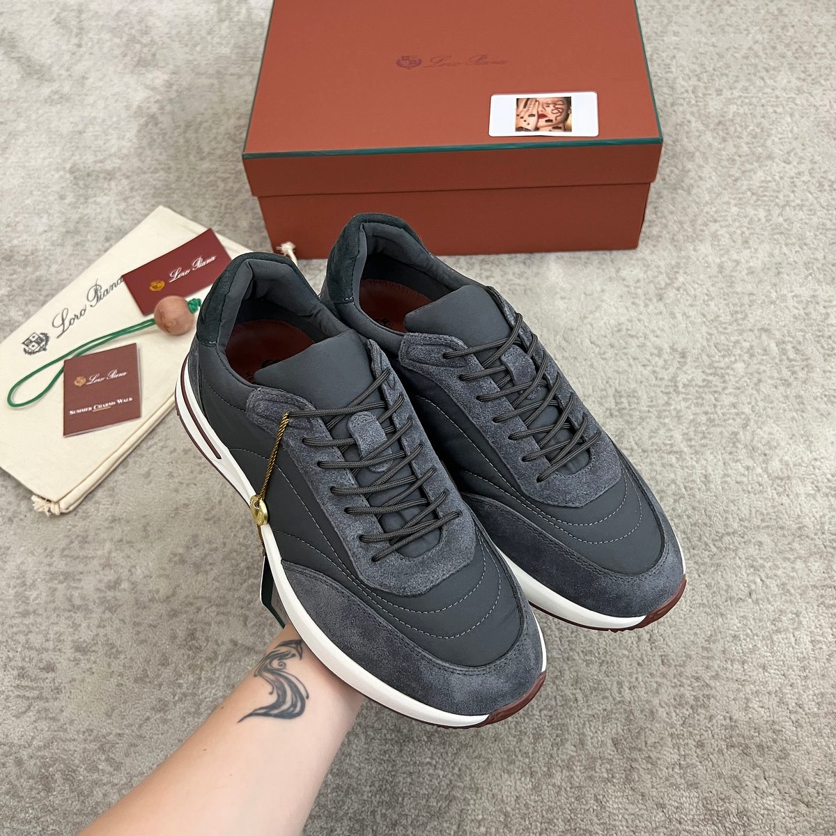 Loro Piana Mixed Material Low-Top Sneakers