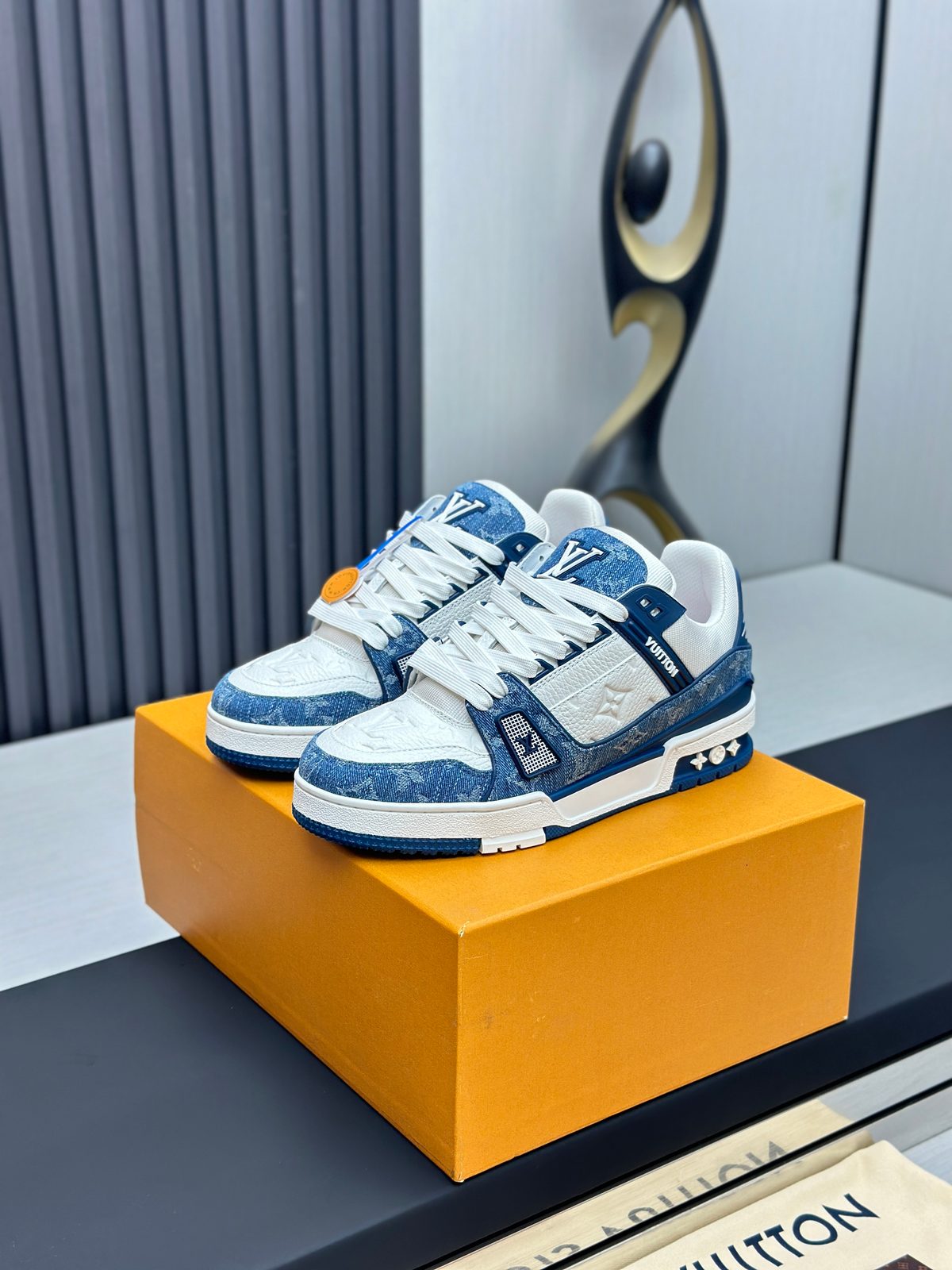 Louis Vuitton Denim LV Trainer Sneakers