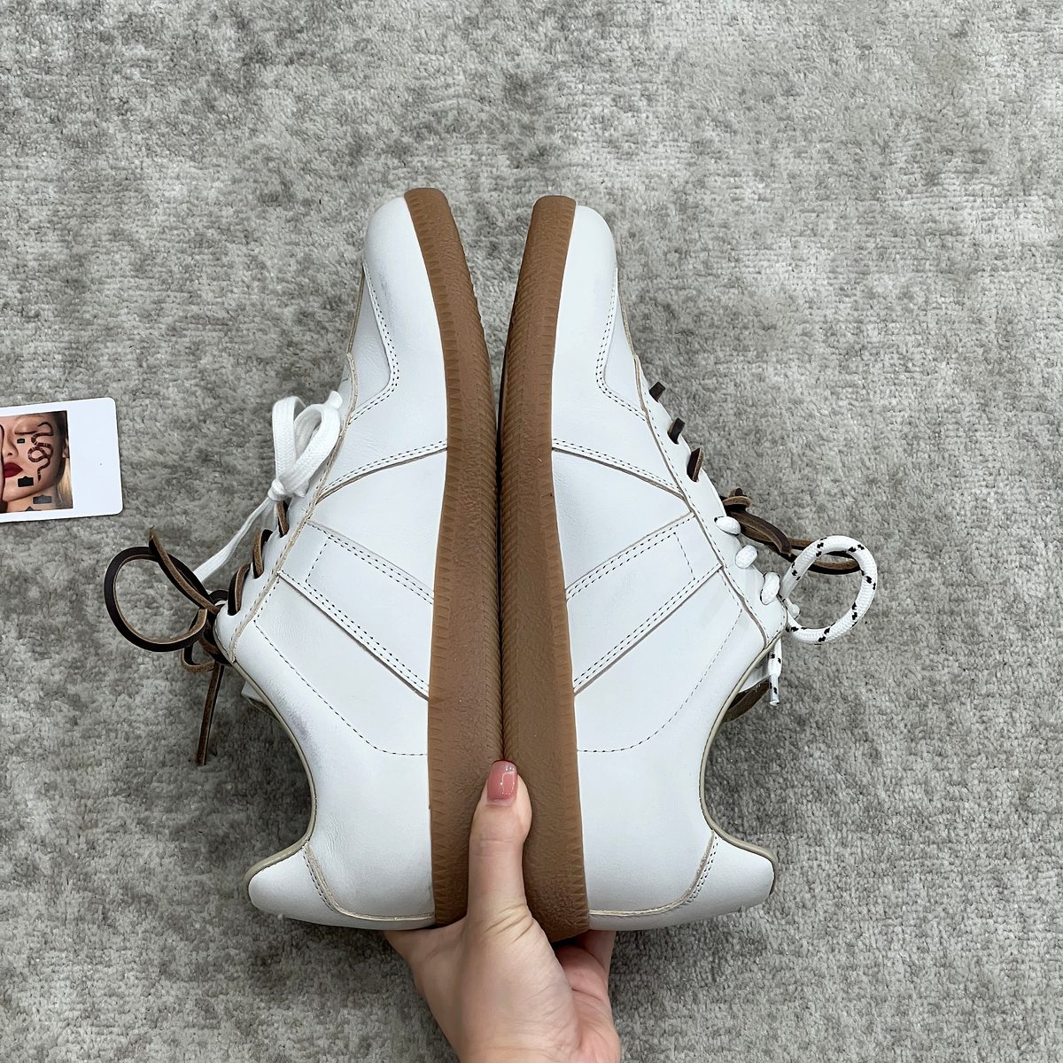 White Leather Sneakers with Gum Sole