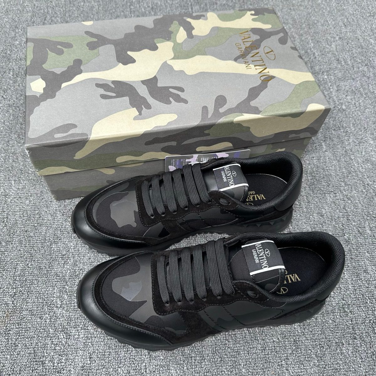 Valentino Garavani Black Camo Leather Sneakers