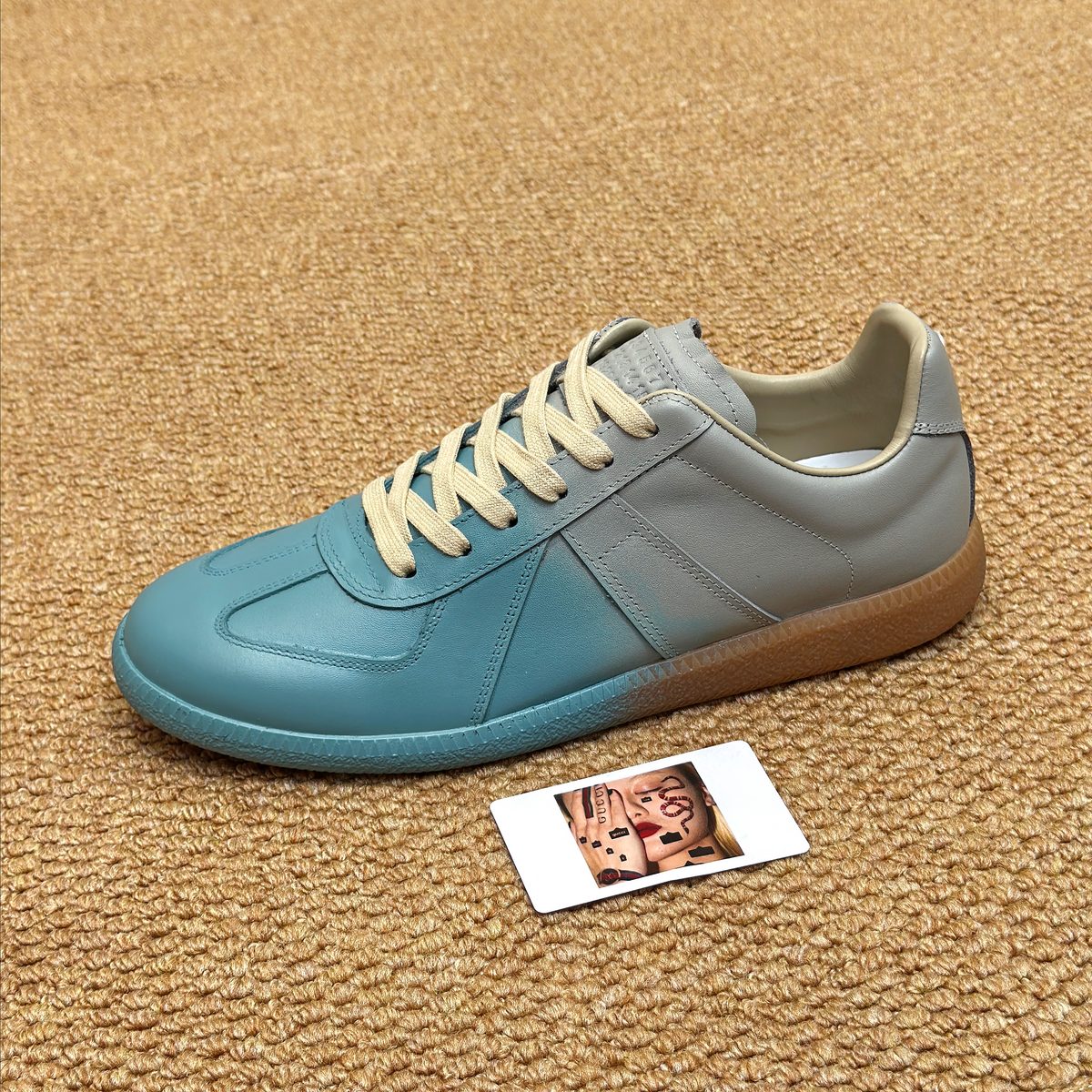 Color-Block Leather Low-Top Sneakers