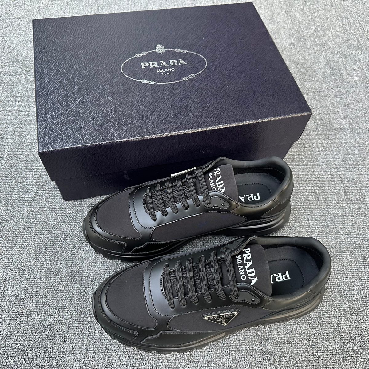 Prada Milano Black Leather Lace-Up Sneaker