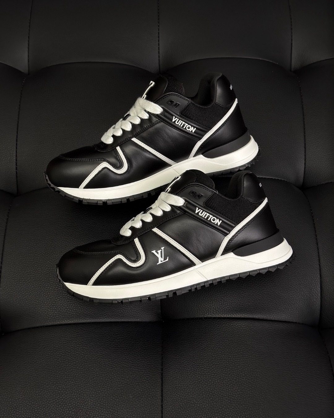 Louis Vuitton Black and White Leather Sneakers