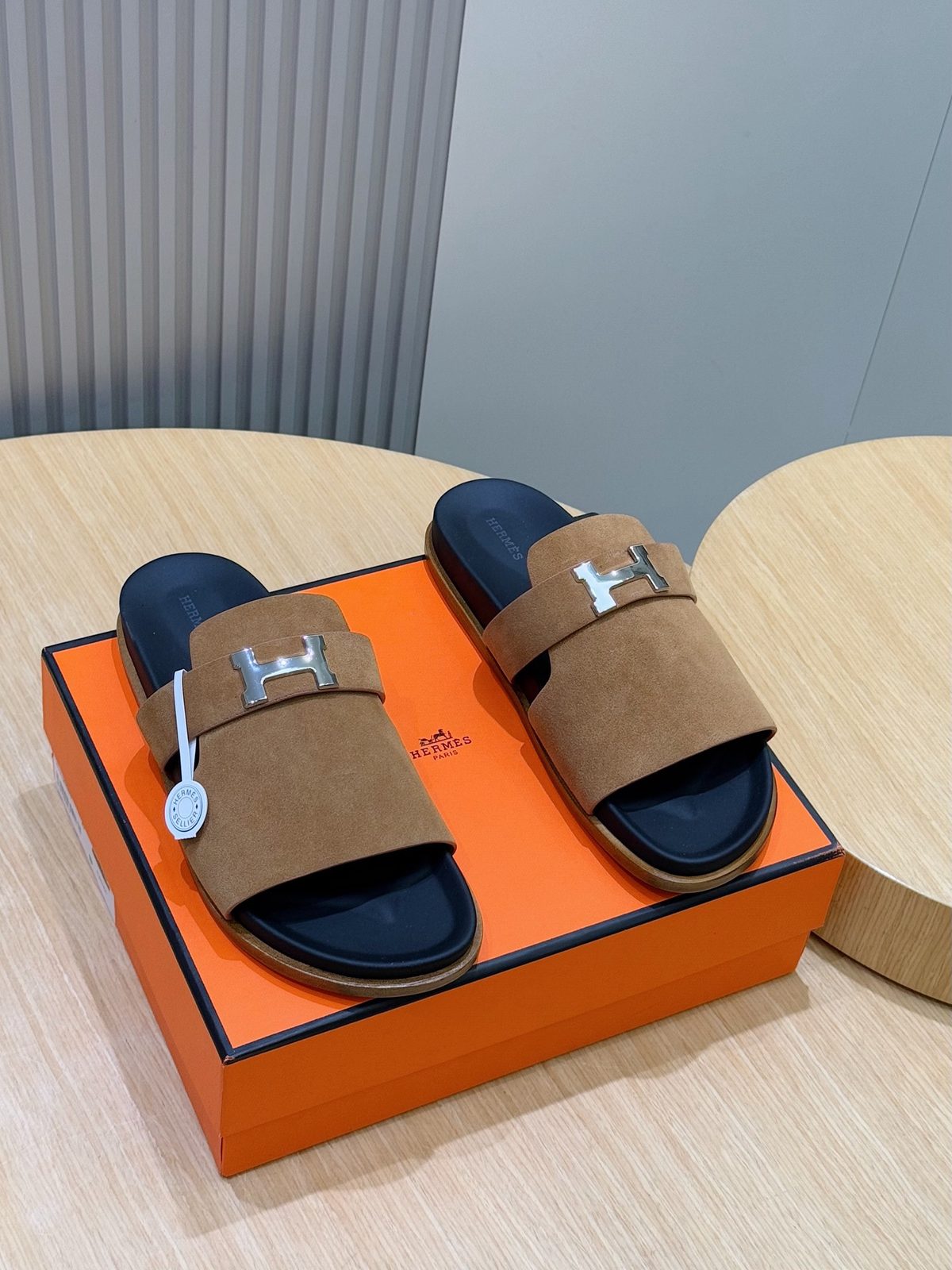 Hermès Chypre Suede Slide Sandals