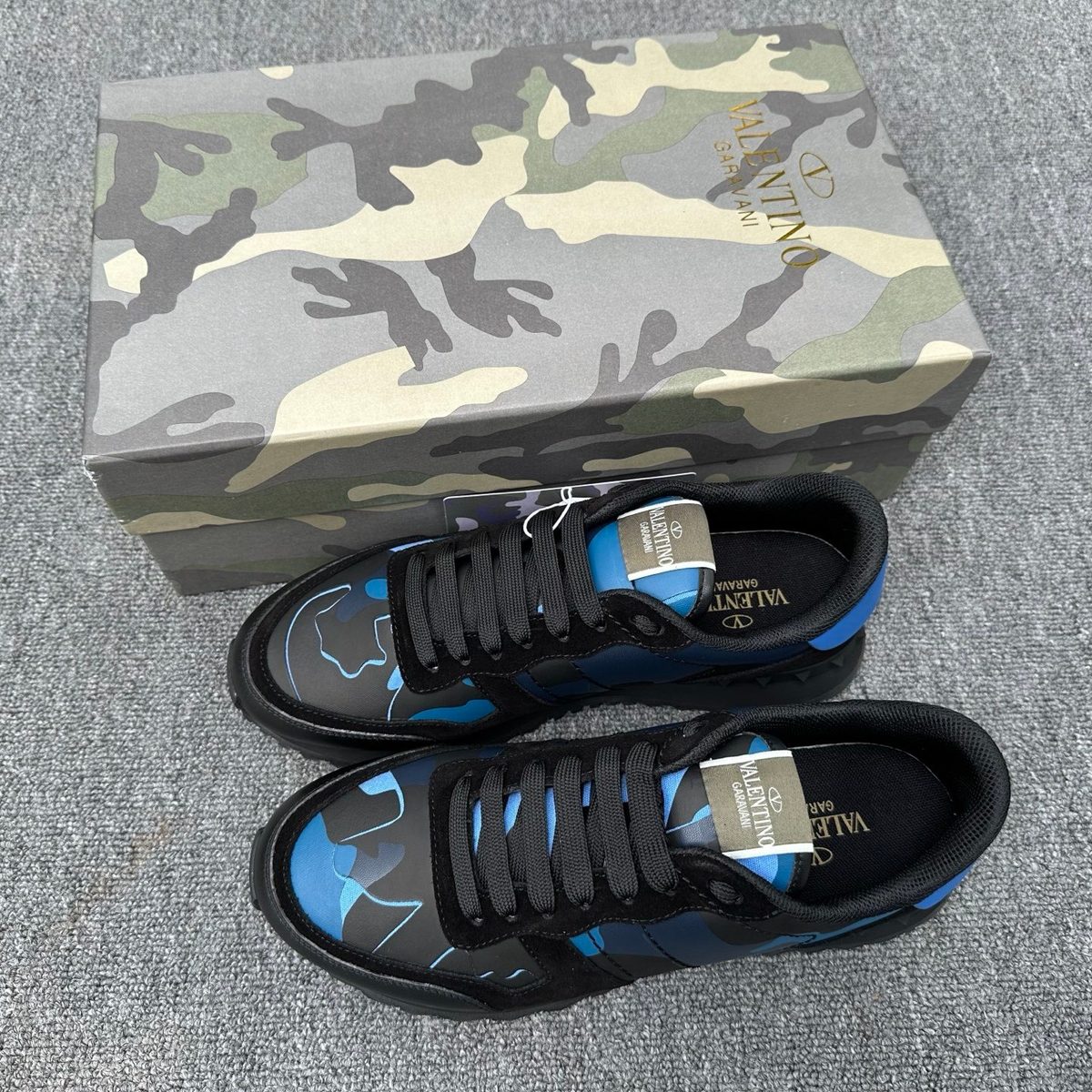 Valentino Garavani Blue Black Camo Sneakers