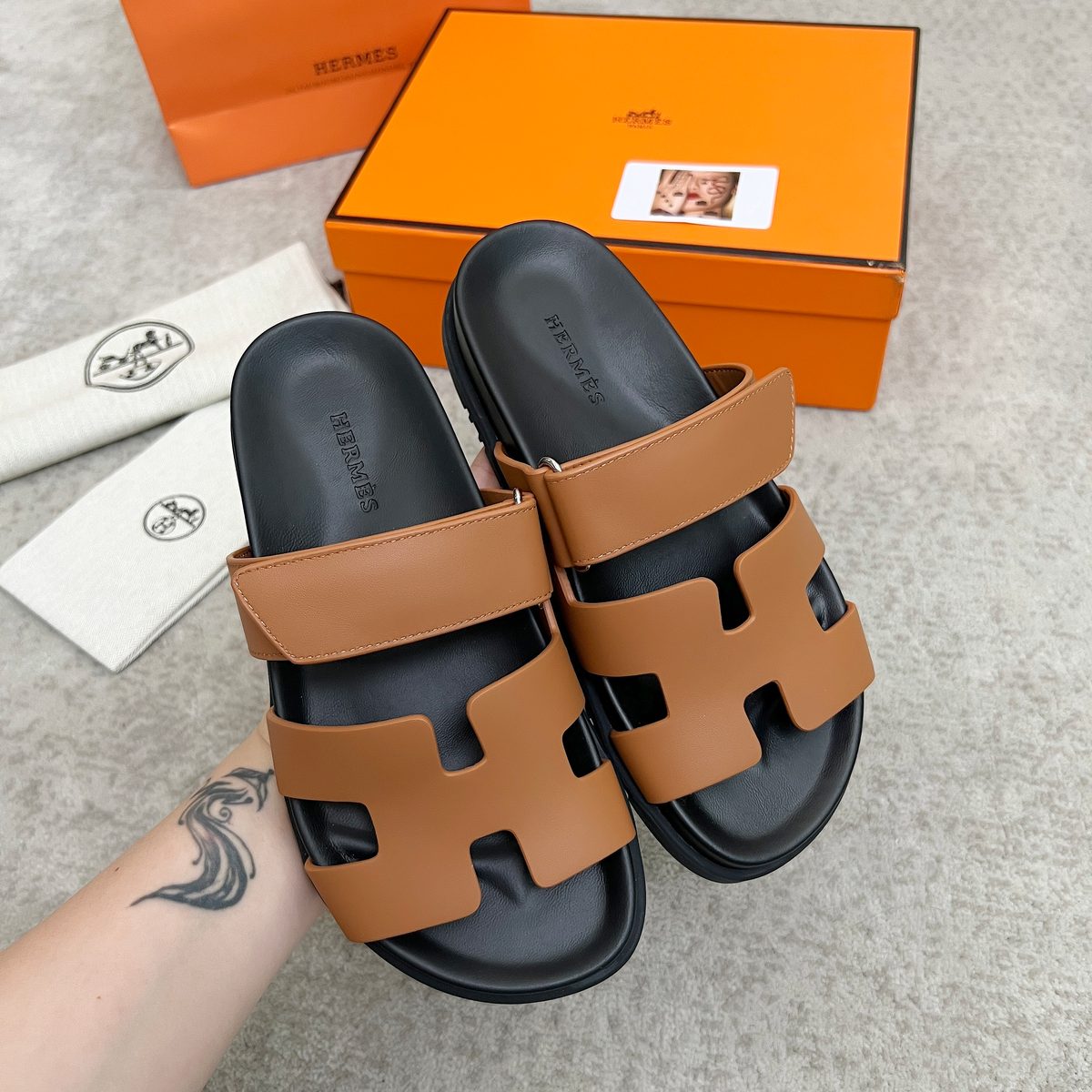 Hermès Leather Slide Sandals