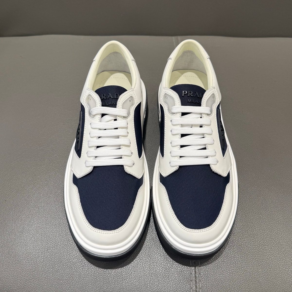 Prada Milano Leather Canvas Sneakers