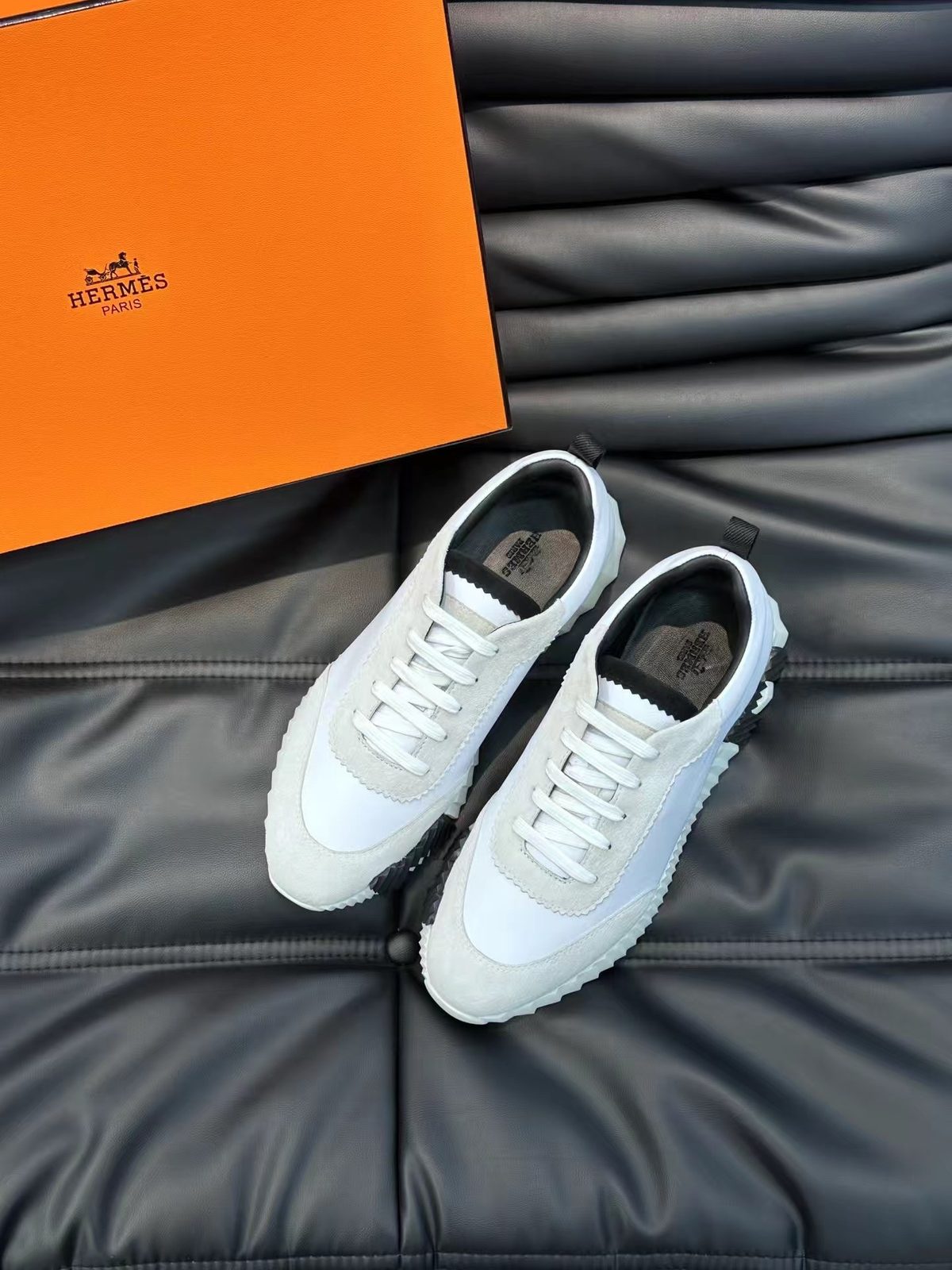 Hermès Paris White Leather Sneakers