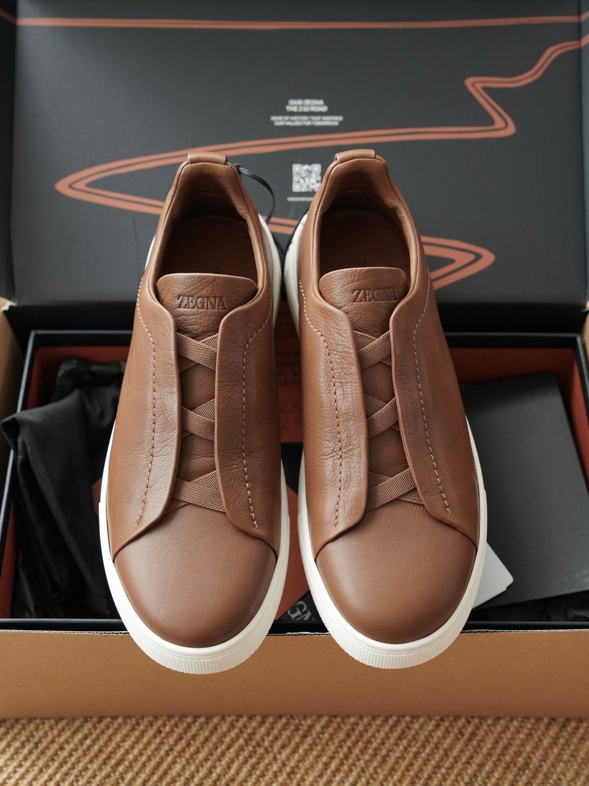 Zegna Leather Slip-On Sneakers