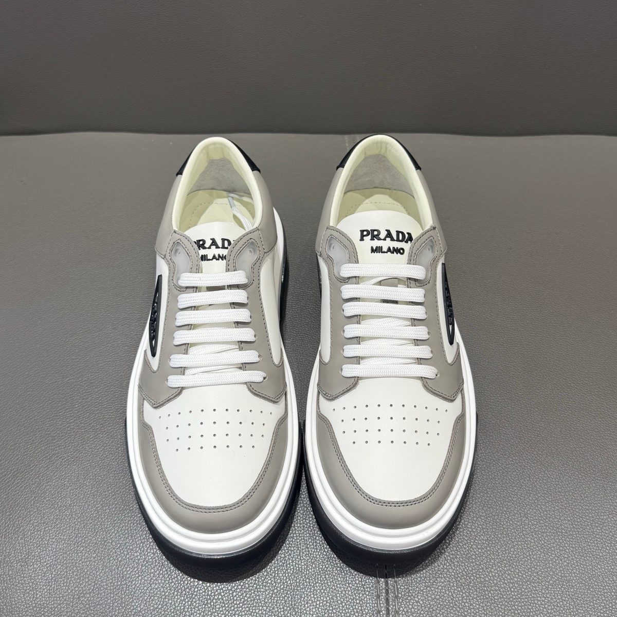 Prada Milano Leather Low-Top Sneakers