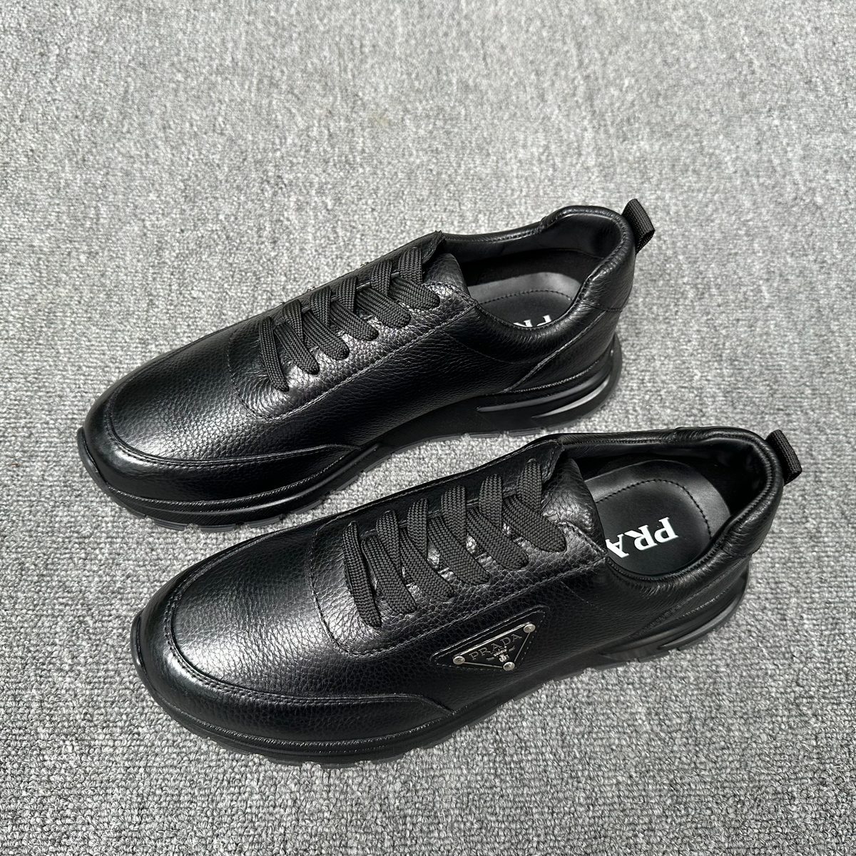 Prada Leather Lace-Up Sneaker Black