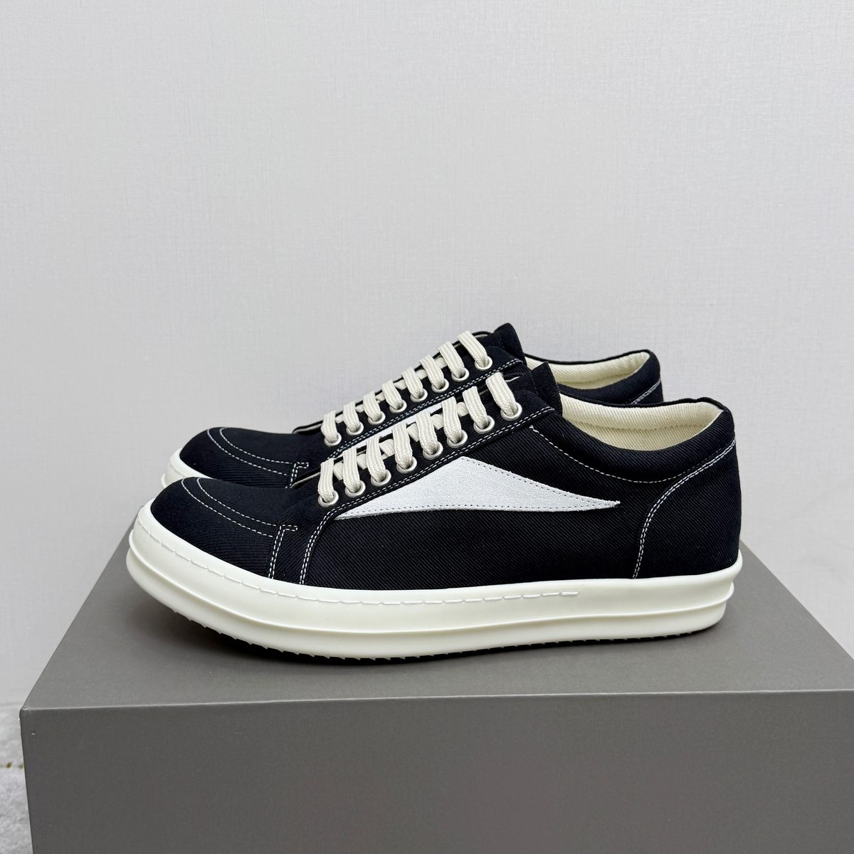 Black and White Canvas Low-Top Sneakers