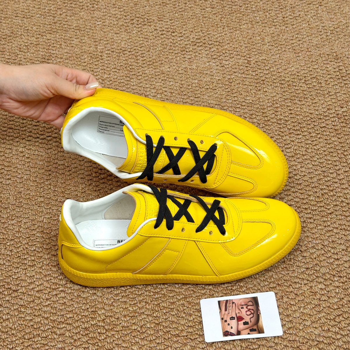 Patent Leather Yellow Low-Top Sneakers