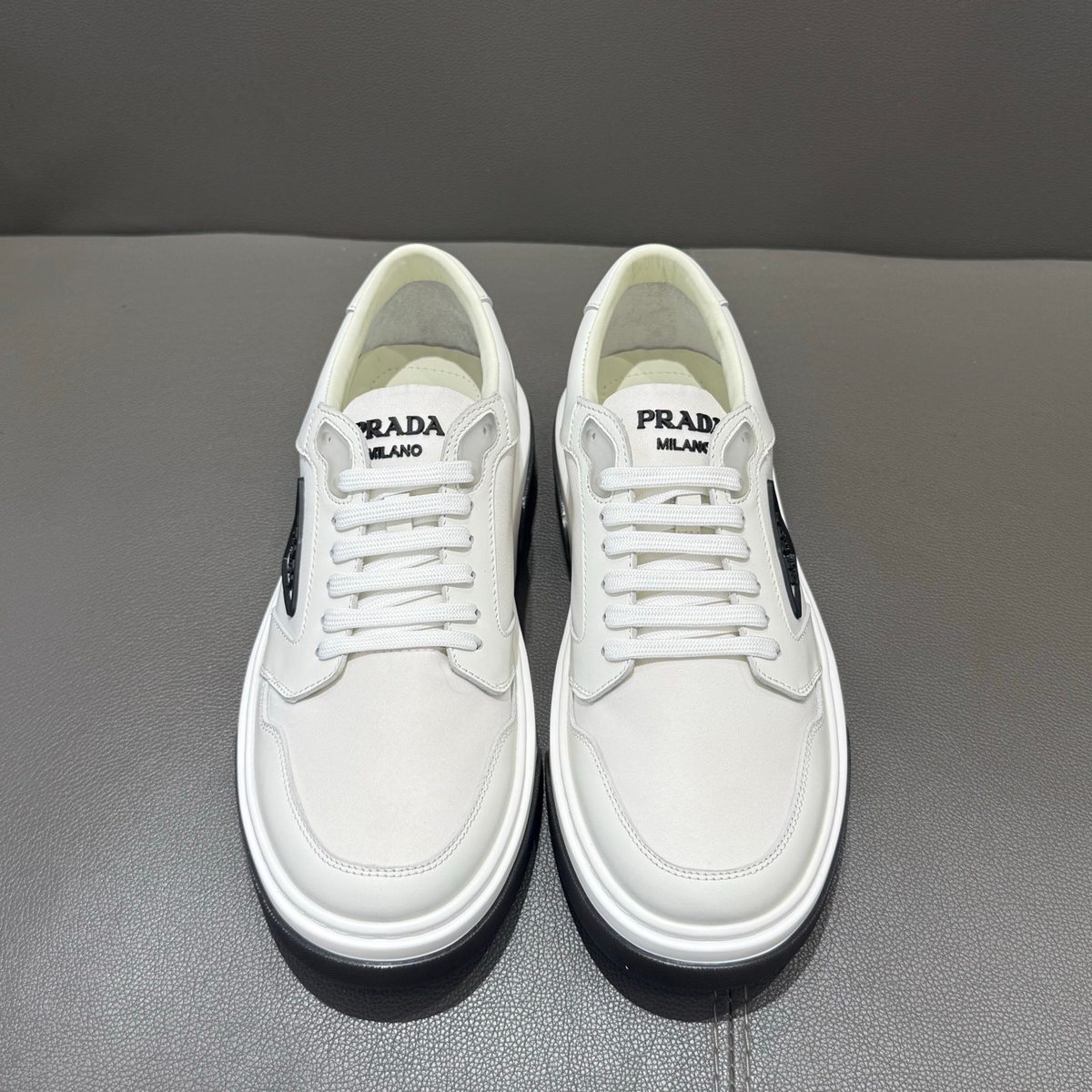 Prada Milano White Leather Low-Top Sneakers