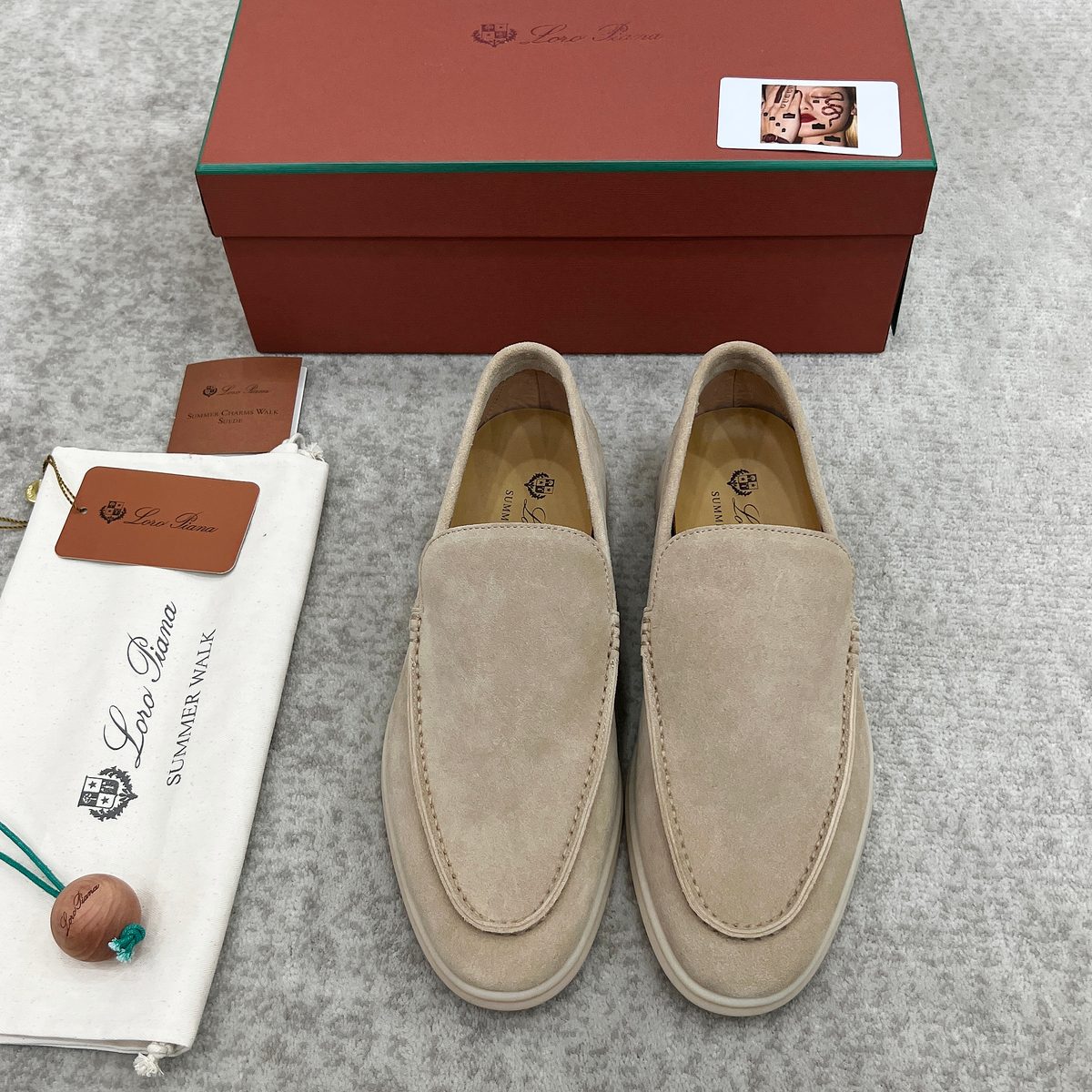 Loro Piana Suede Loafer Slippers Beige