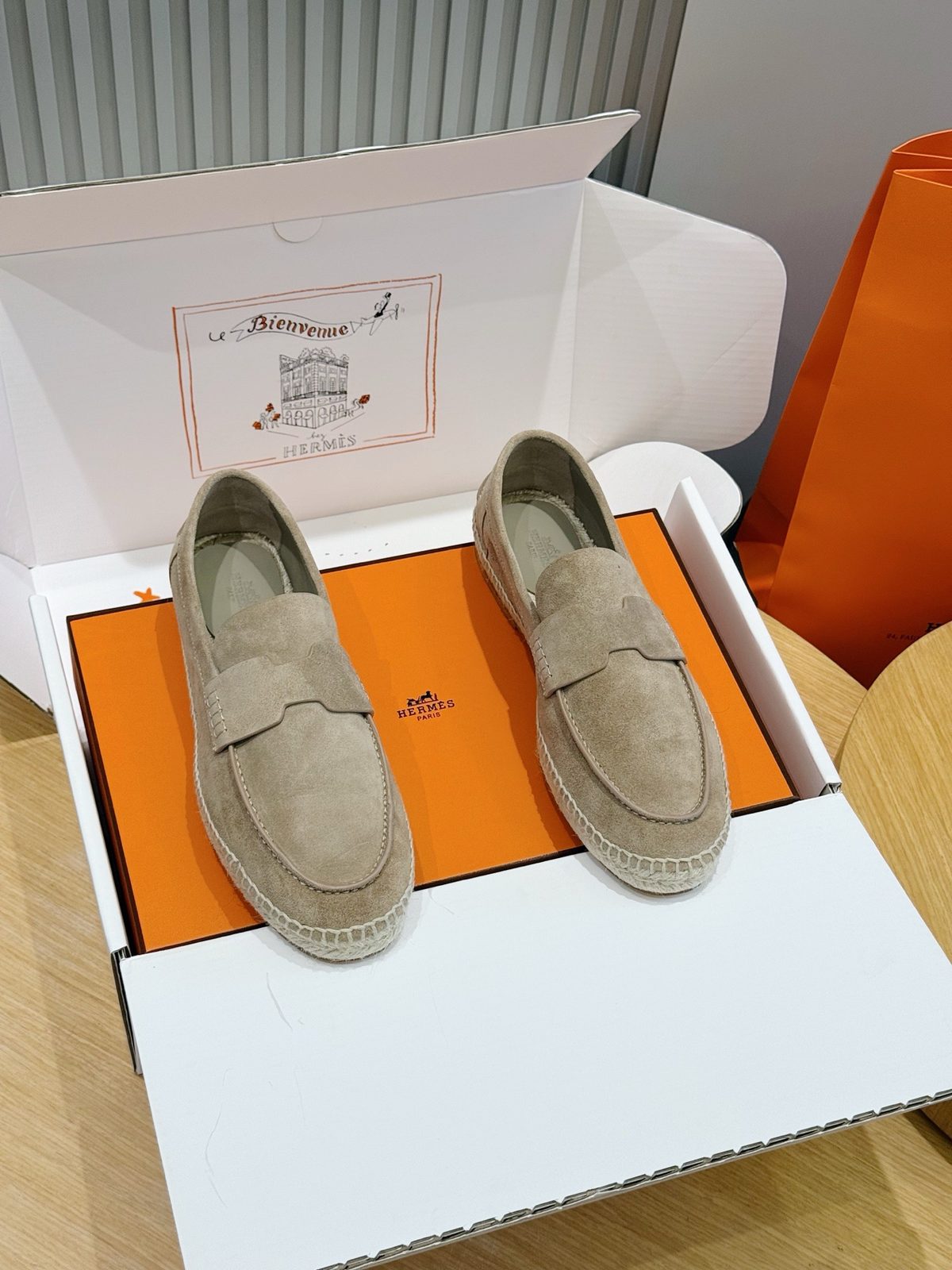 Hermès Espadrille Loafer Beige Suede