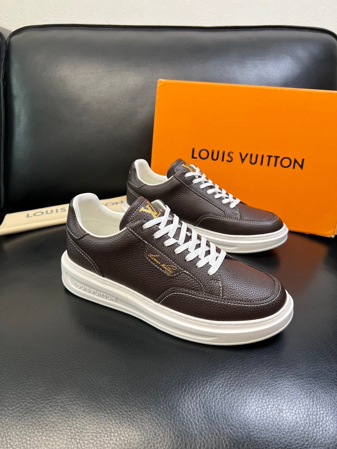 Louis Vuitton Brown Leather Low-Top Sneakers