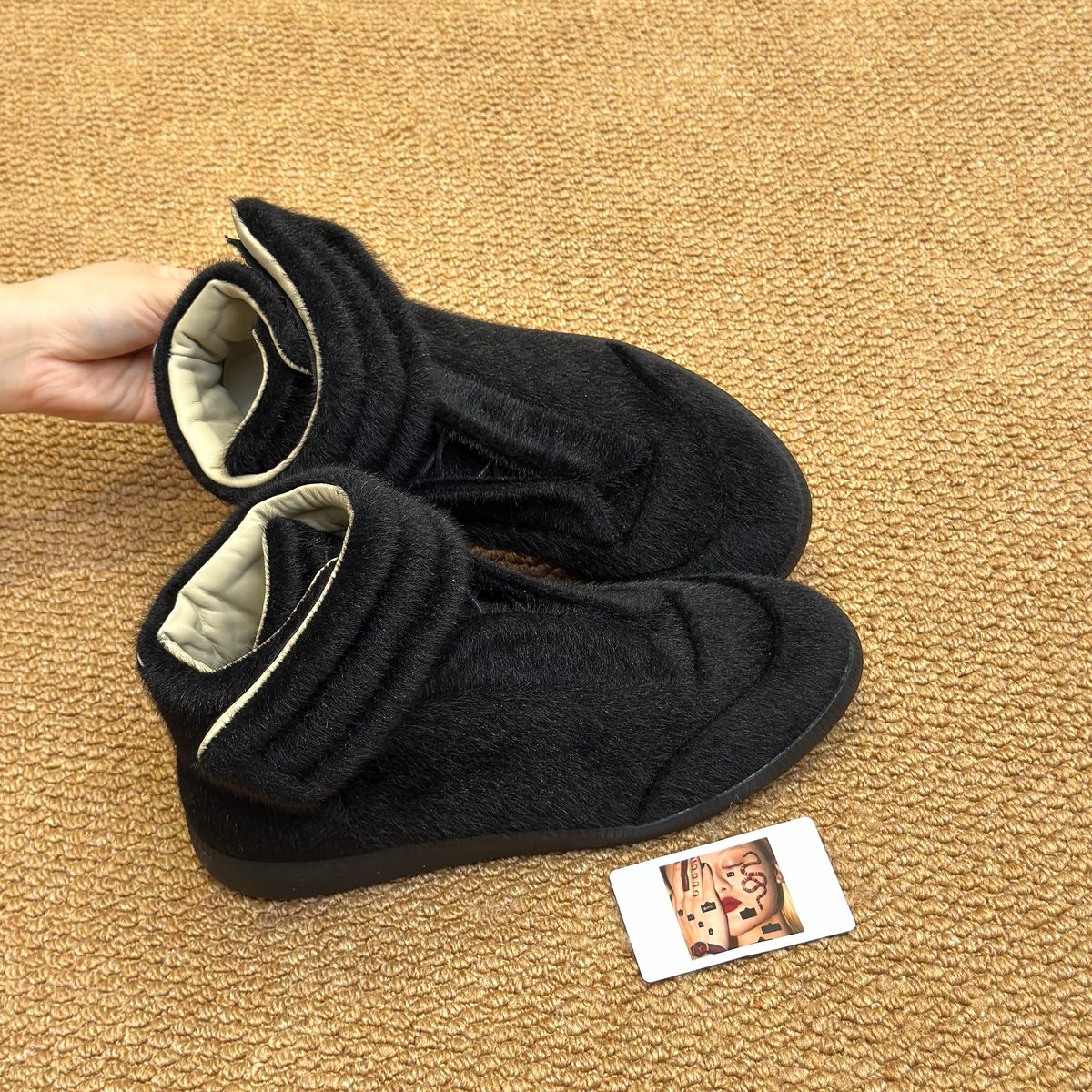 Inuikii Sheepskin Fur Ankle Boots Black