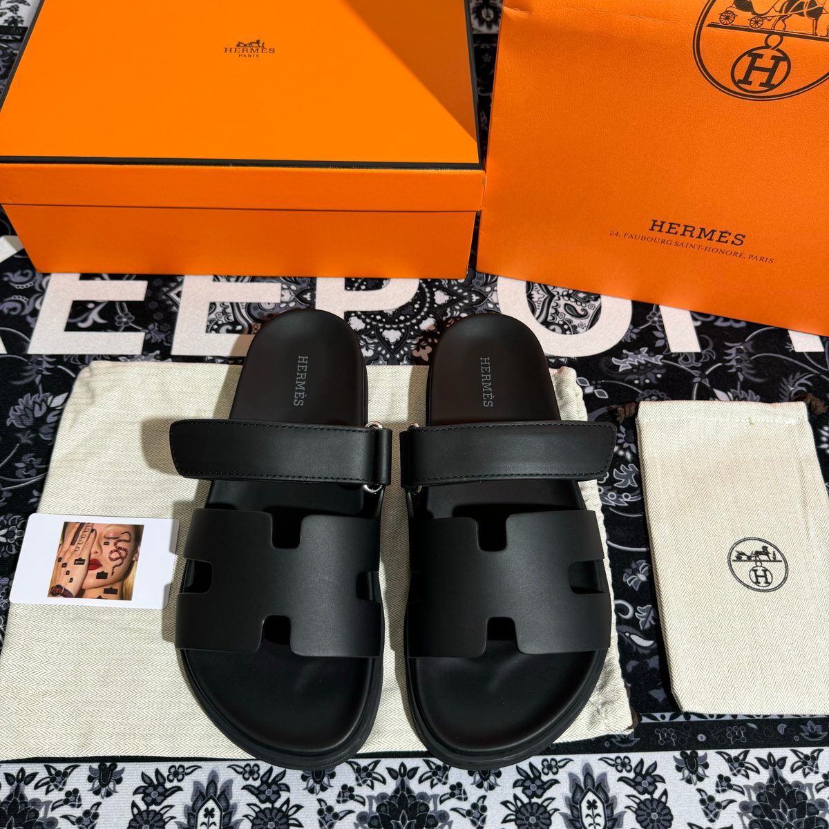 Hermès Leather Slide Sandals