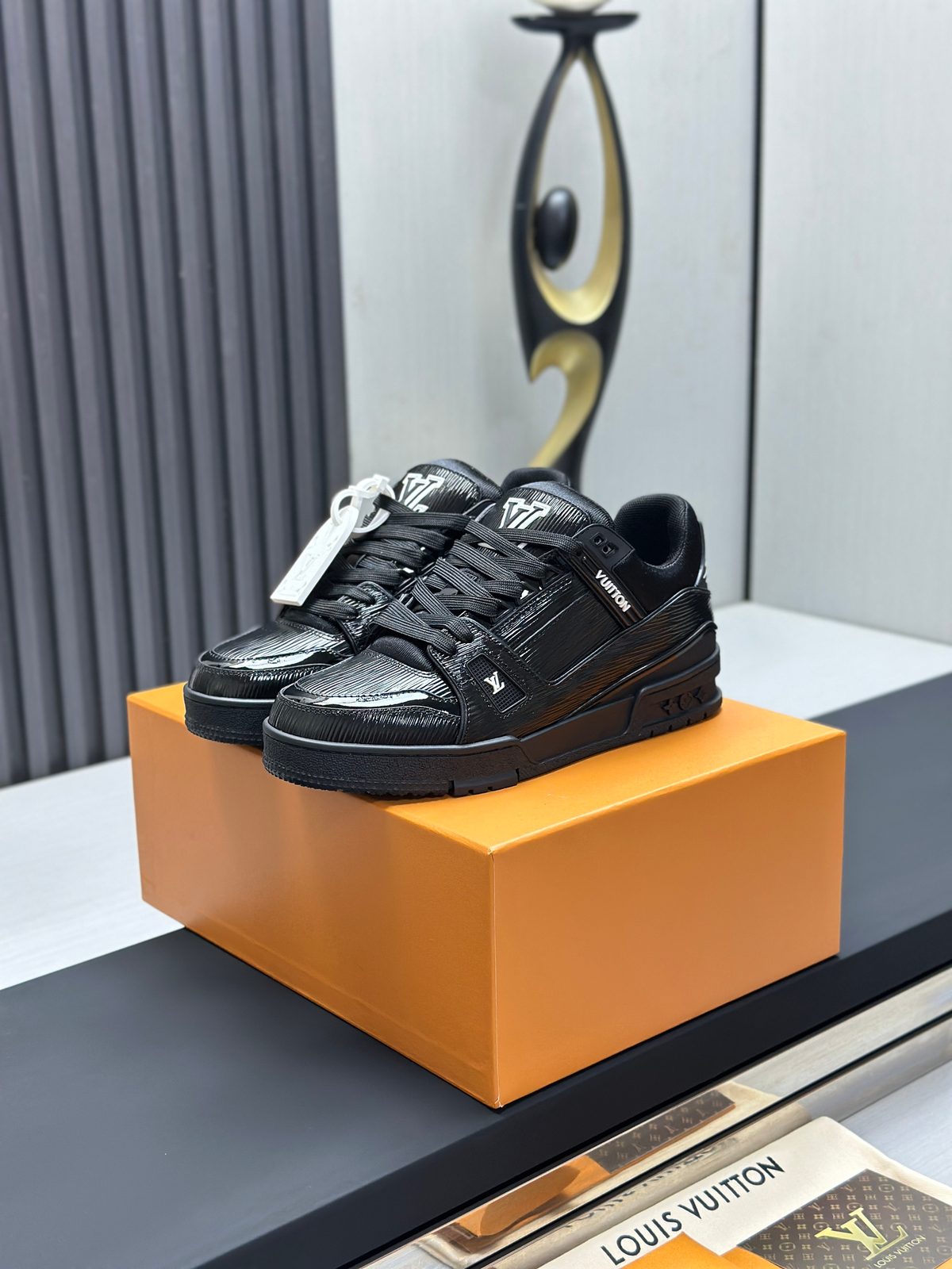 Louis Vuitton Black Epi Leather Forum Sneakers