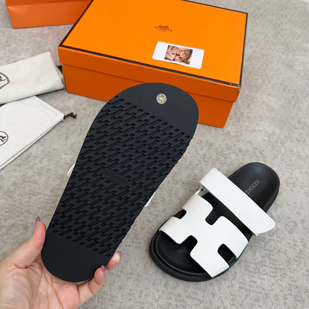 Hermès Leather Slide Sandals