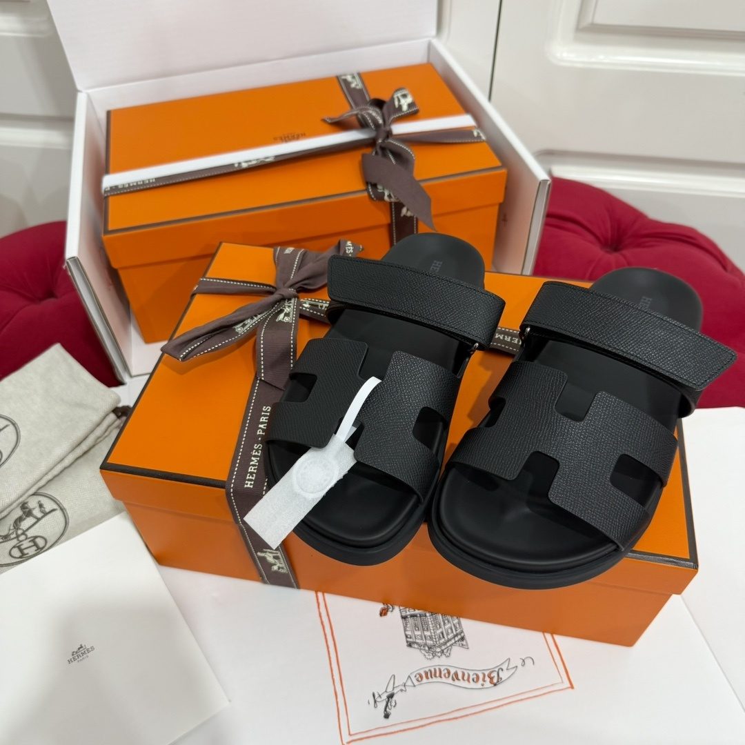 Hermès Chypre Canvas Slide Sandals