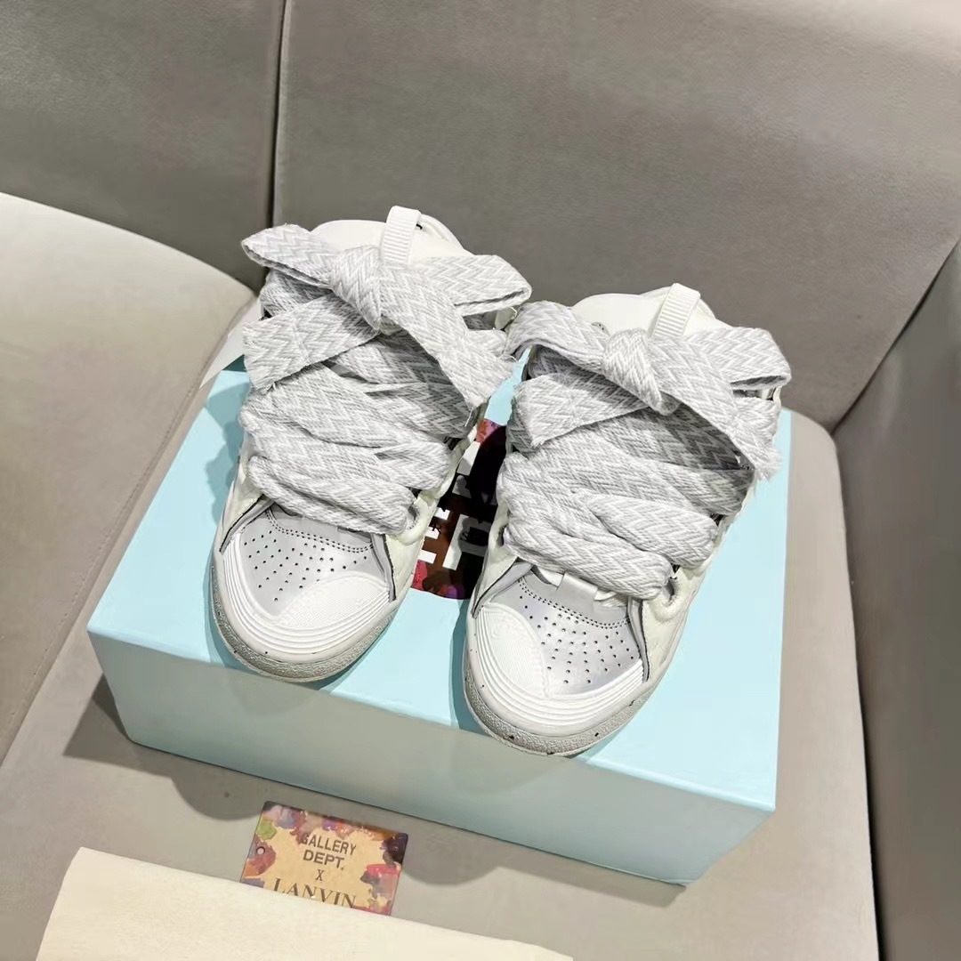 Lanvin Curb Leather High-Top Sneakers