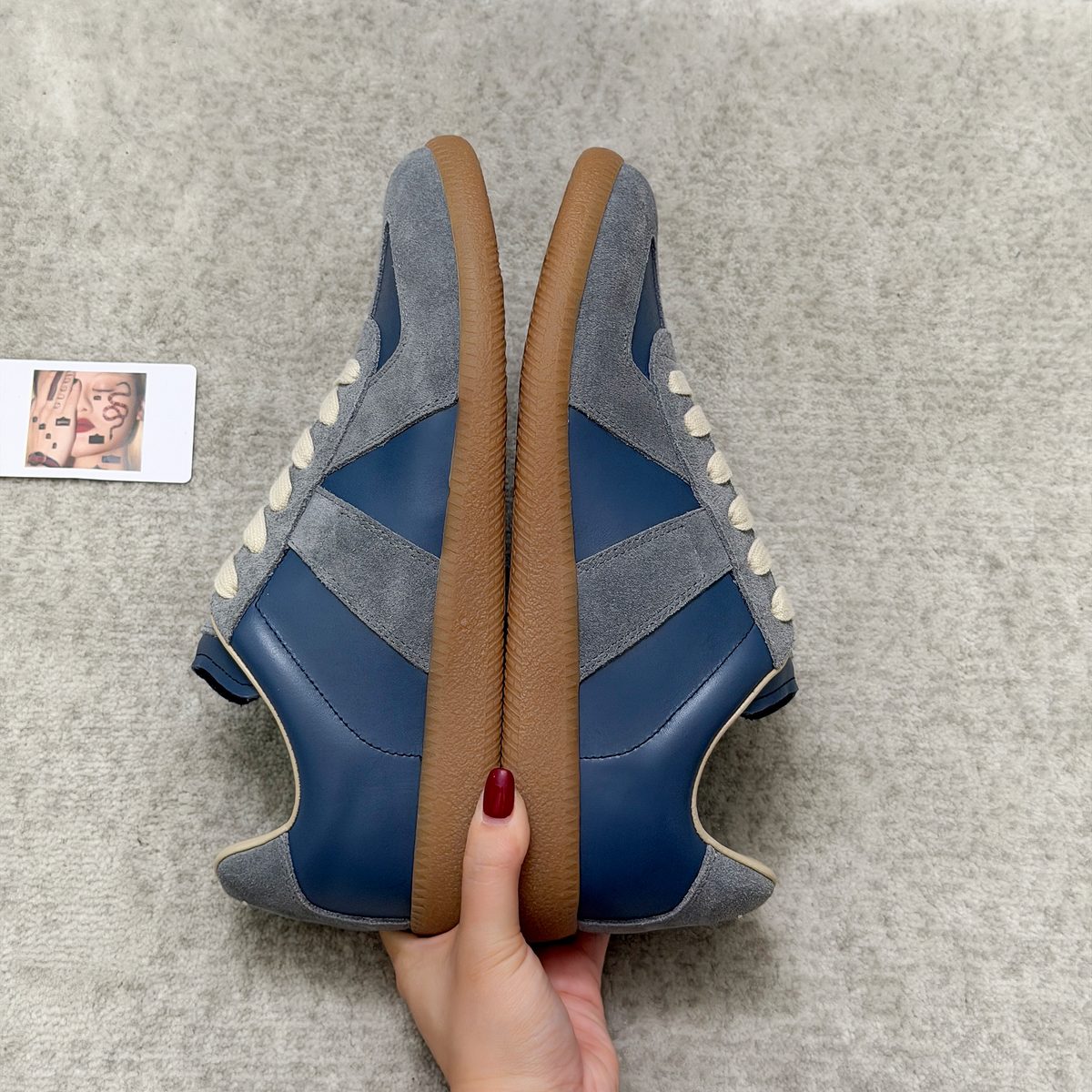 Navy and Gray Suede Colorblock Sneakers
