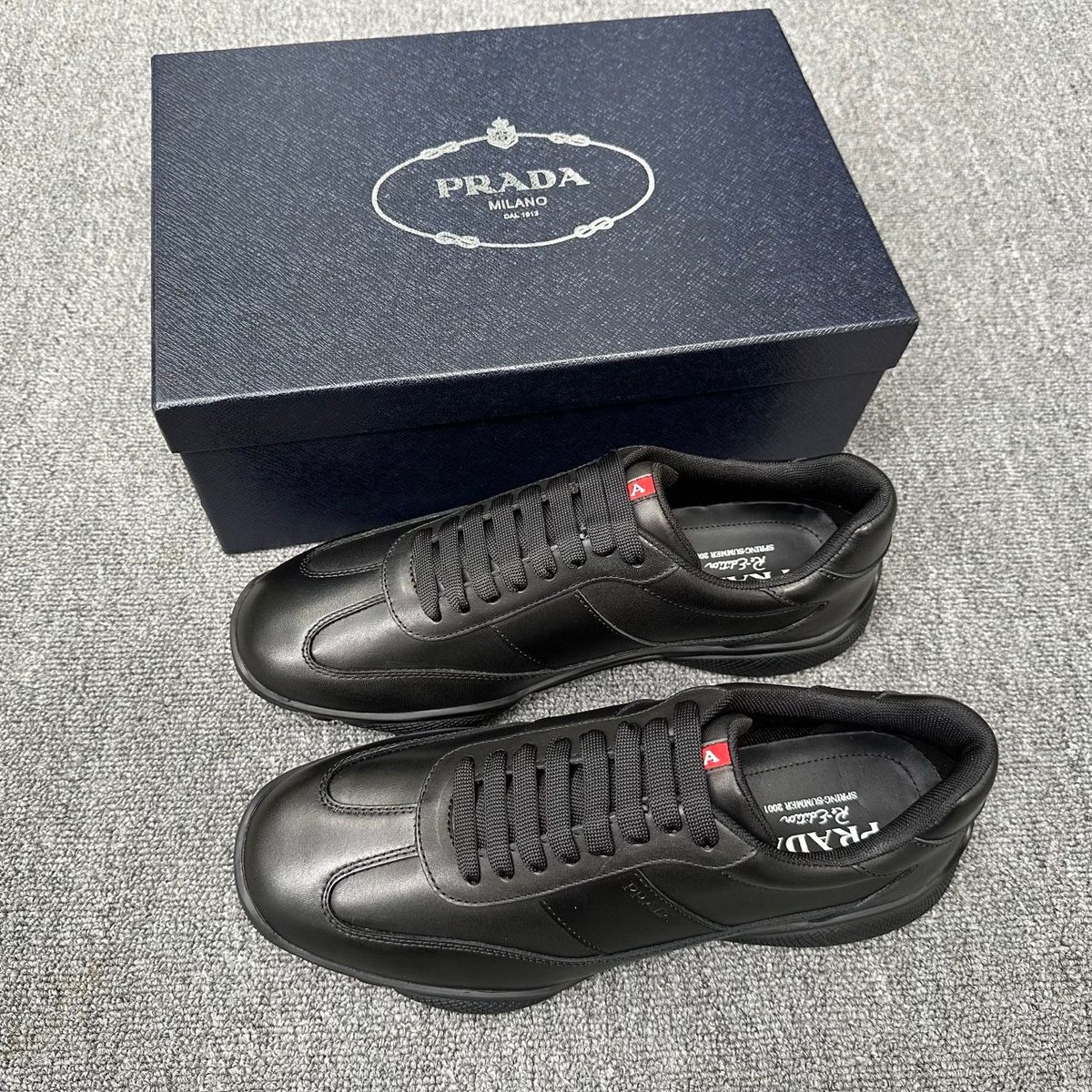 Prada Milano Leather Lace-Up Sneakers