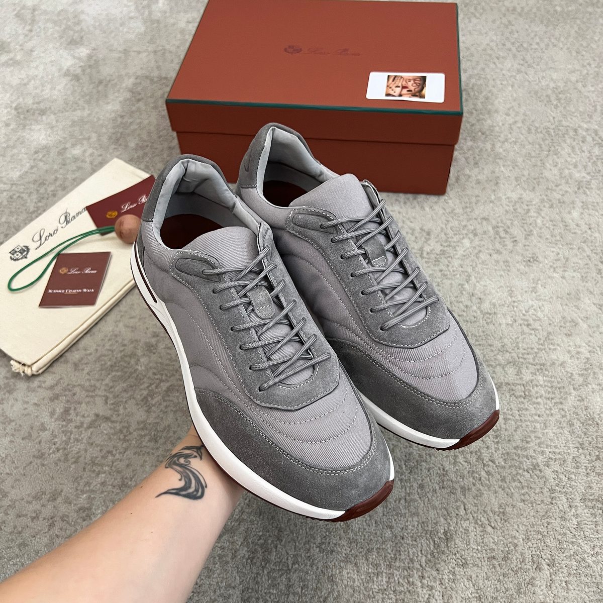 Loro Piana Suede Lace-Up Runner Sneakers