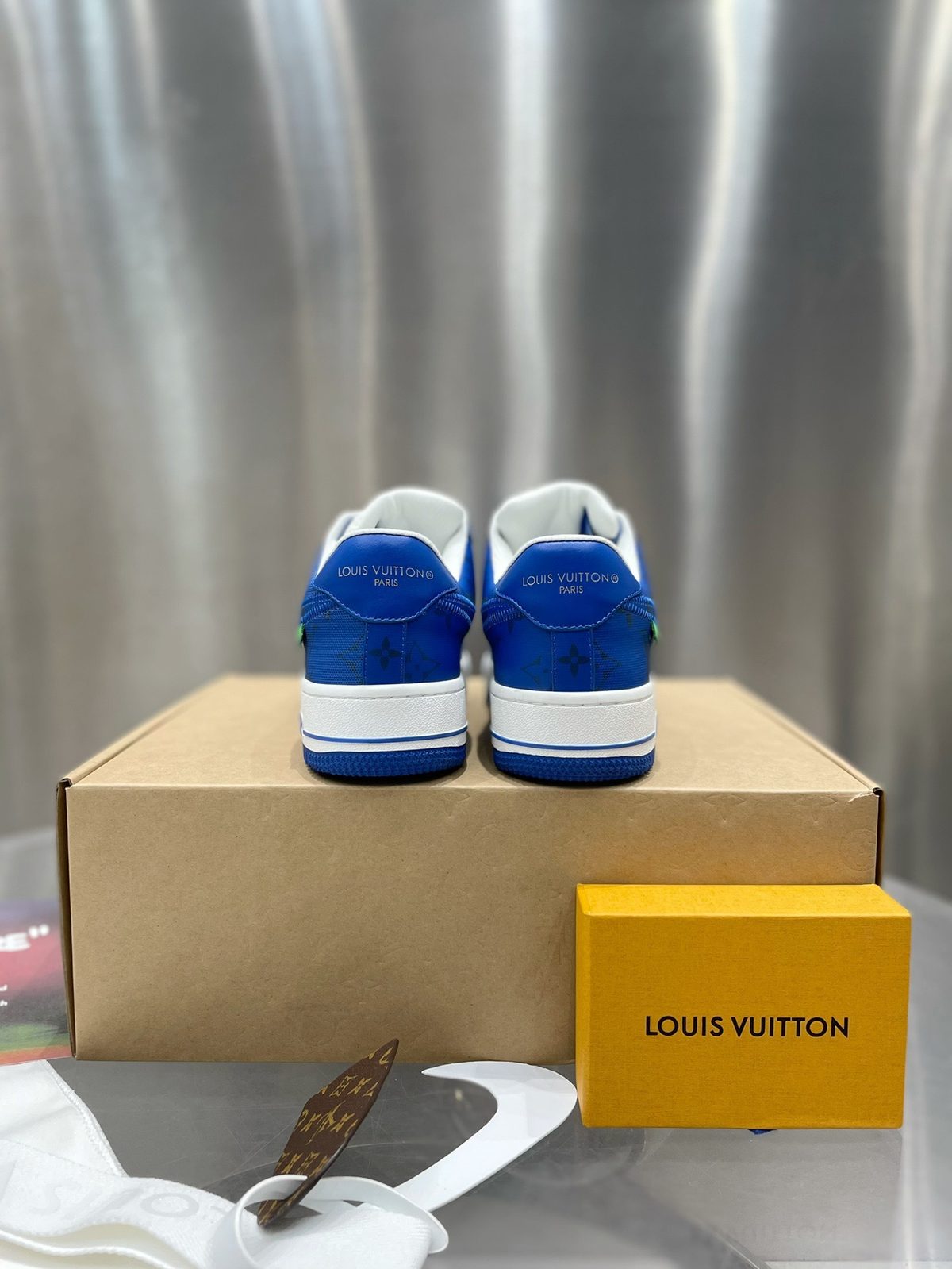 Louis Vuitton Blue and White Low-Top Sneakers