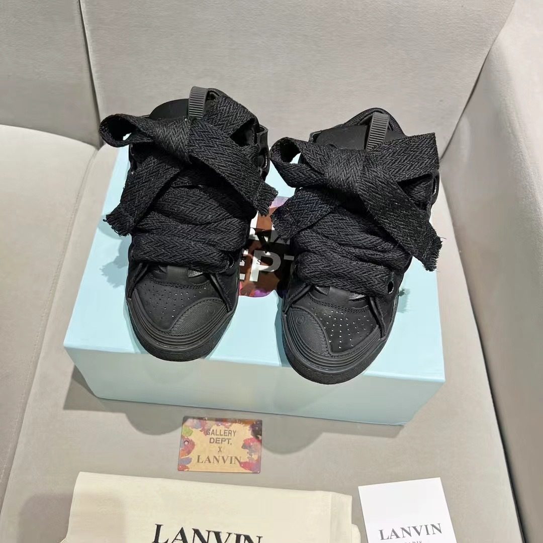 Lanvin Curb Black Leather High-Top Sneakers