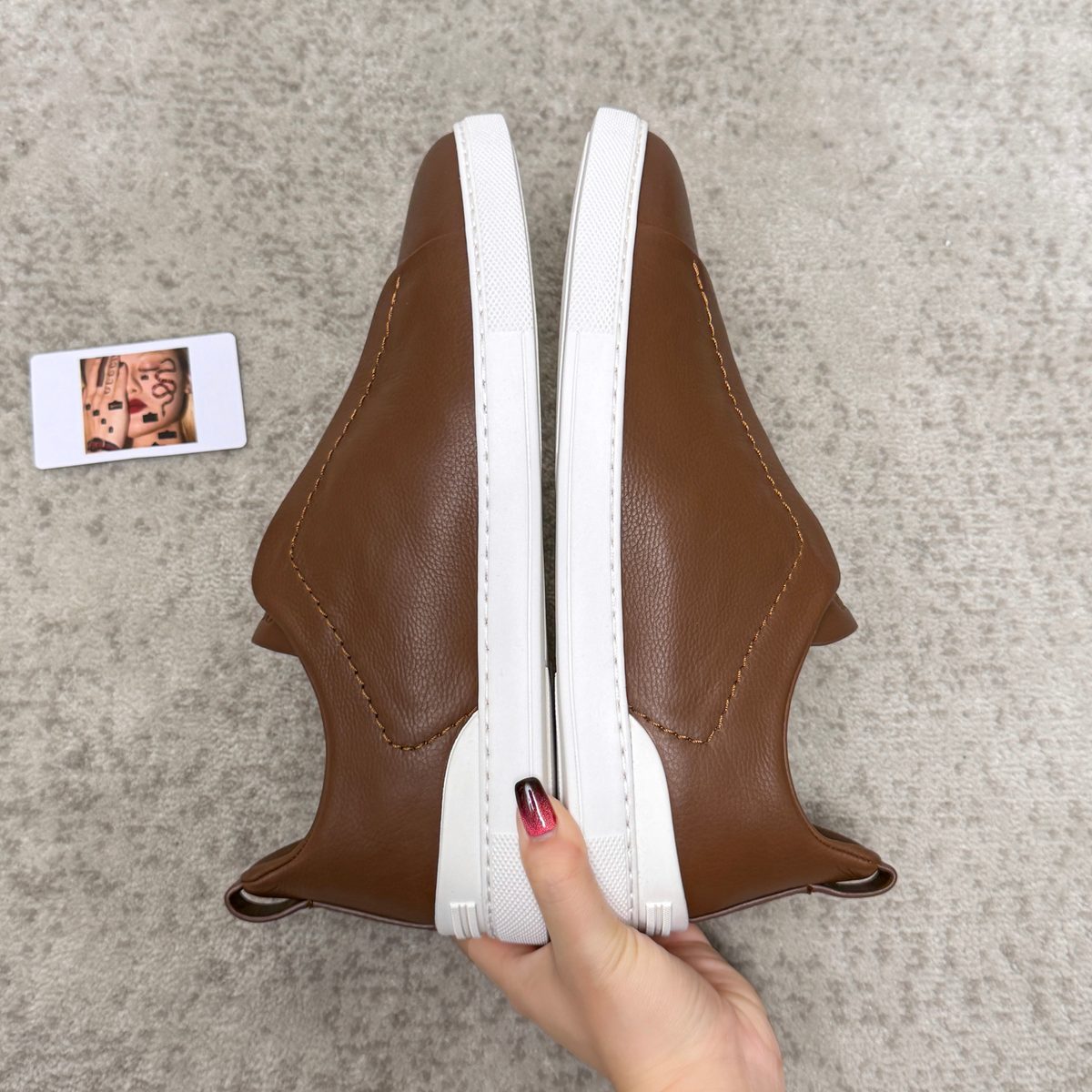 Virgina Unknown Brown Leather Slip-On Sneaker