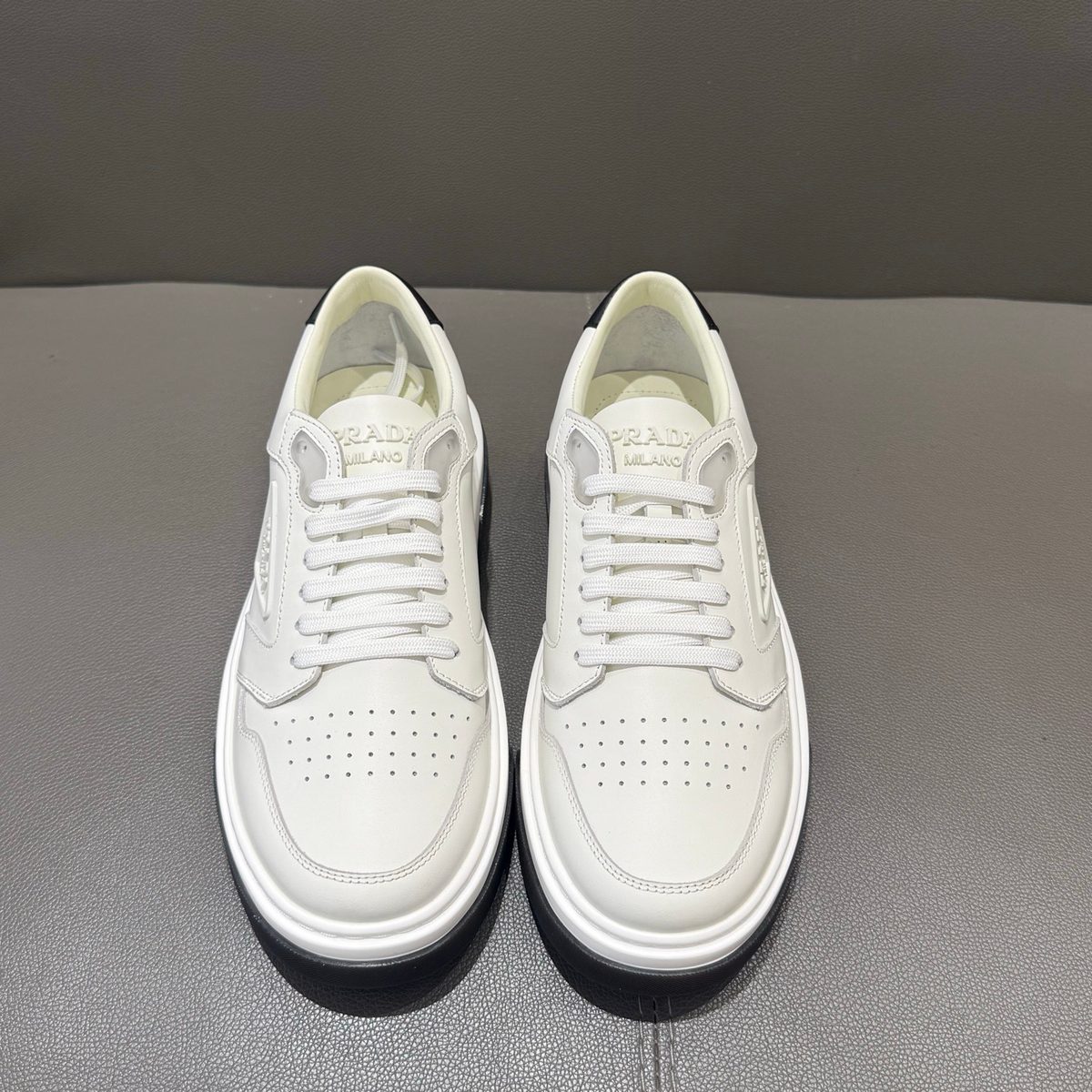 Prada Milano White Leather Low-Top Sneakers
