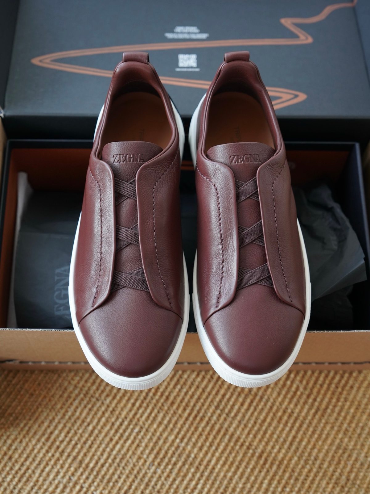 Zegna Leather Slip-On Sneaker Burgundy