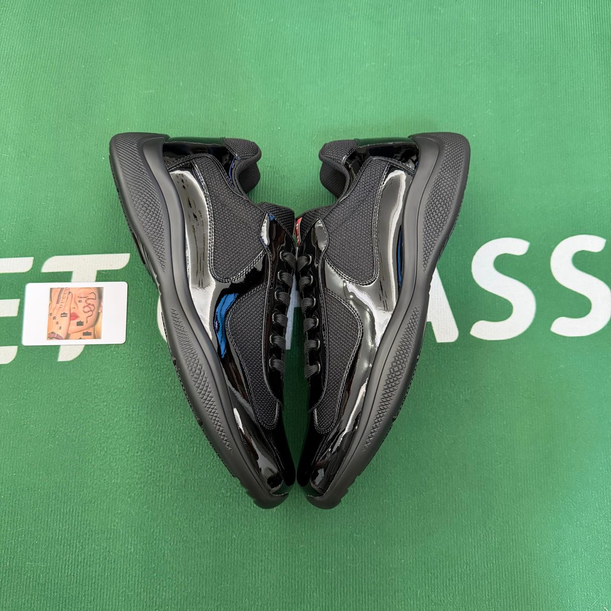Prada Luna Rossa Black Patent Leather Sneakers