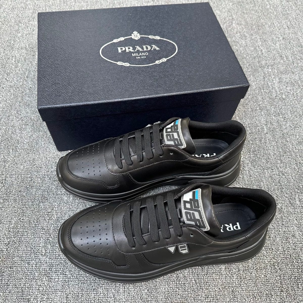 Prada Milano Black Leather Low-Top Sneaker