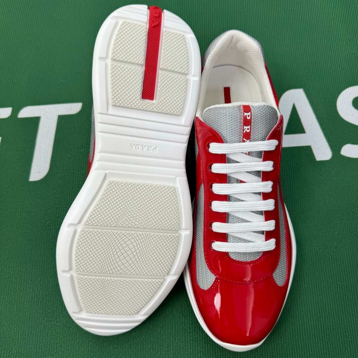 Red Patent Leather Mesh Sneakers