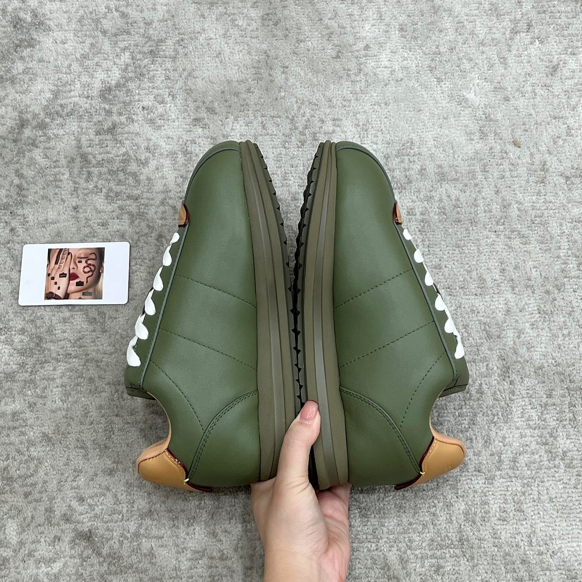 Louis Vuitton Green Leather Low-Top Sneakers