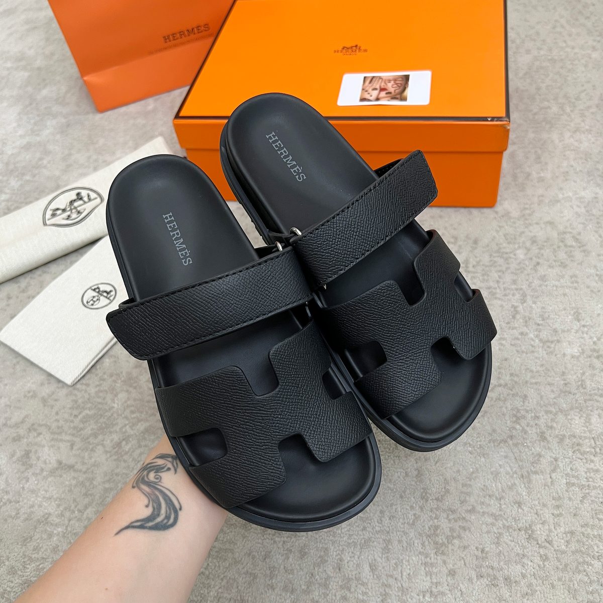 Hermès Leather Slide Sandals
