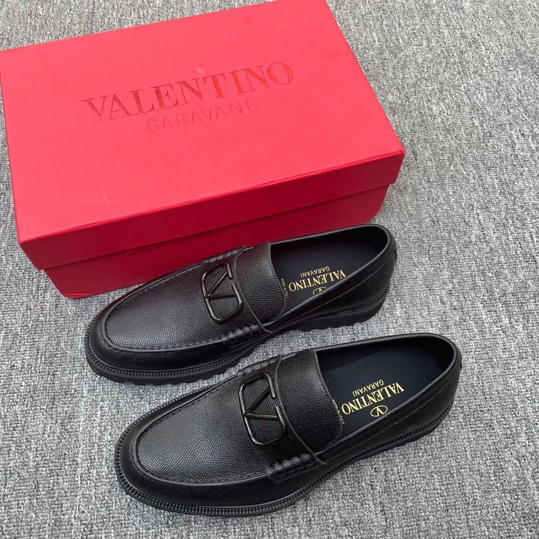Valentino Garavani Black Leather Loafers