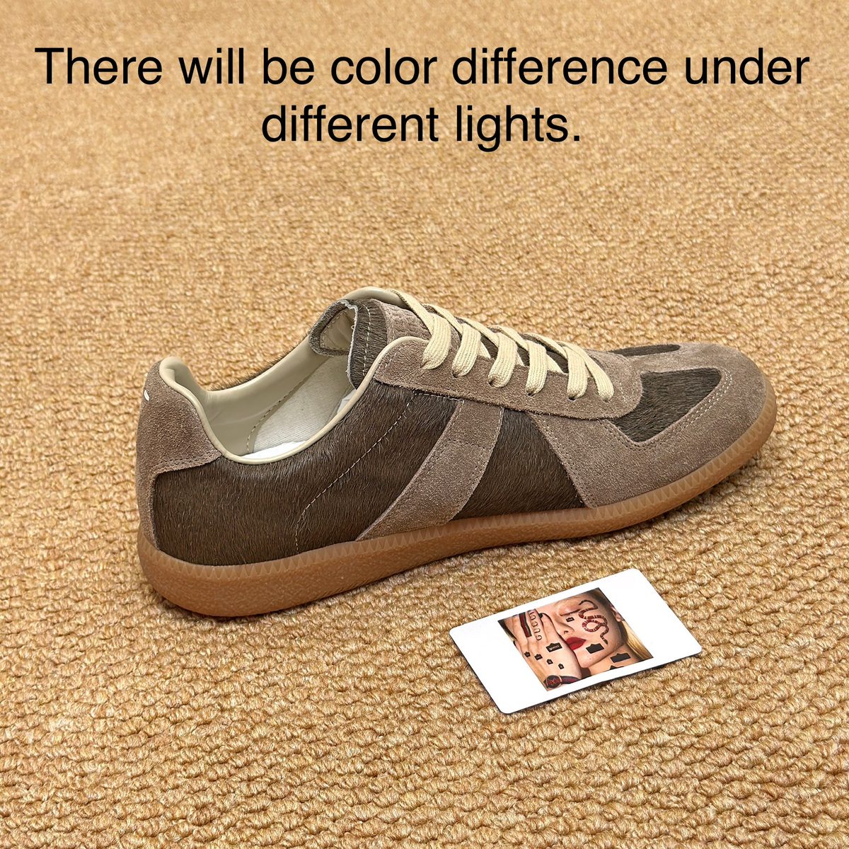 Horse Hair Suede Sneakers with Gum Sole