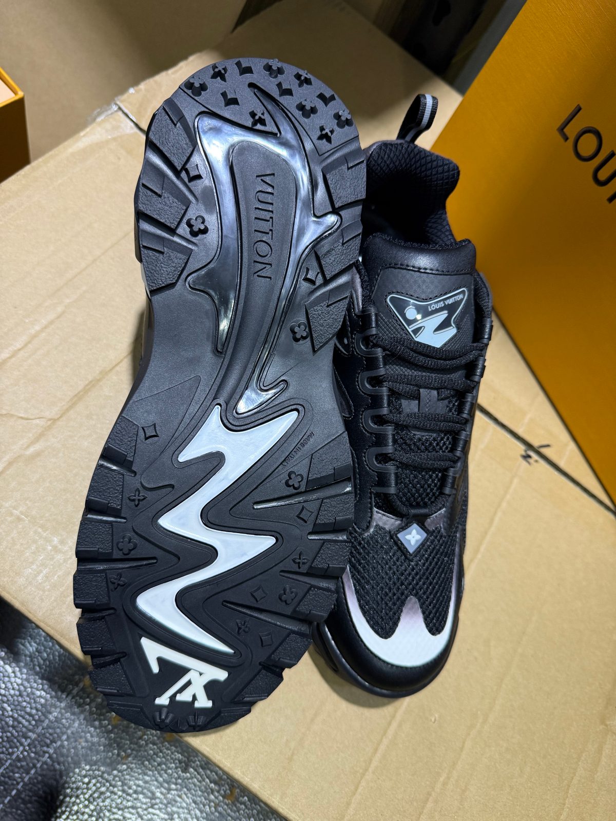 Louis Vuitton Black White Leather Sneakers