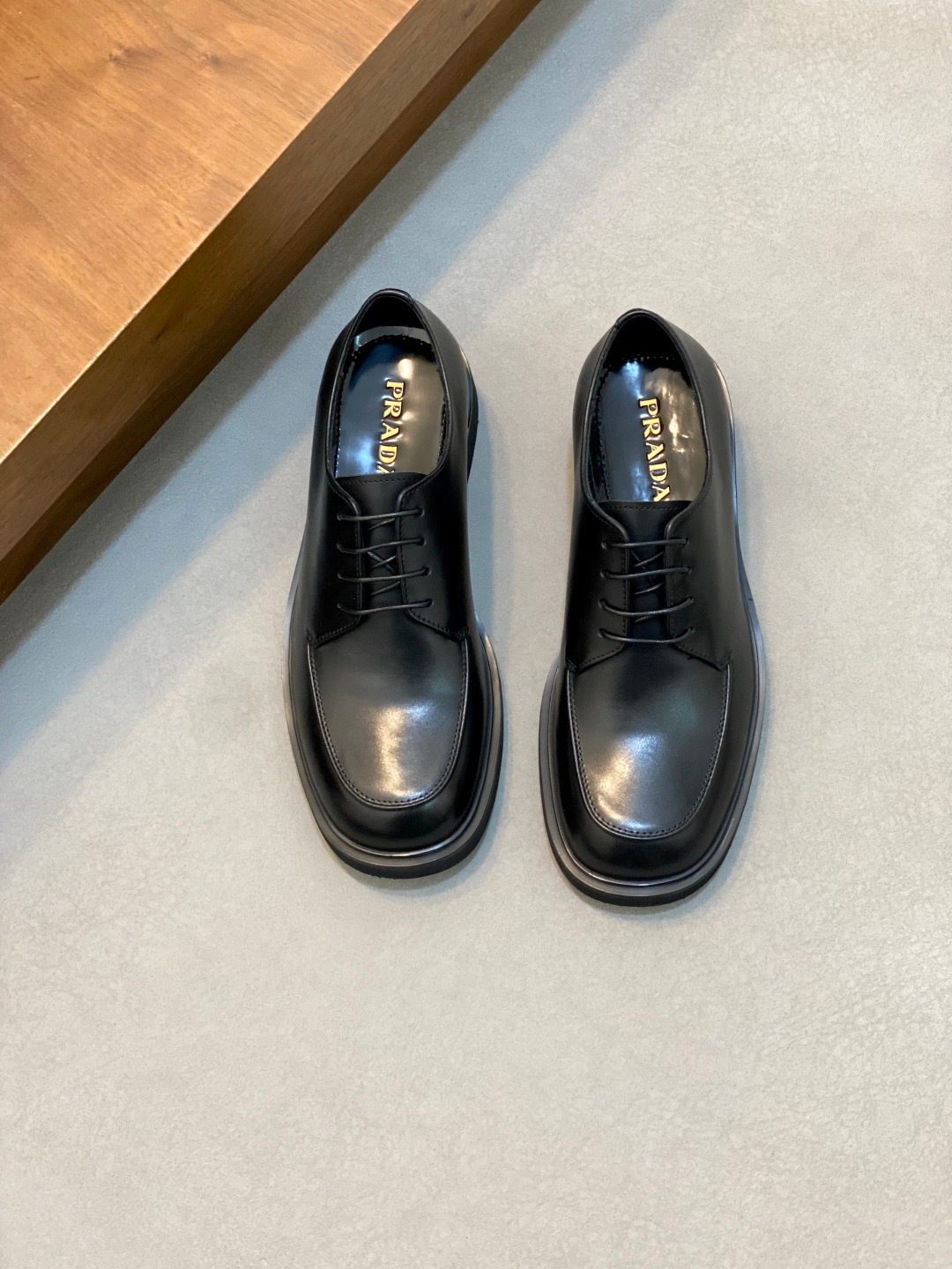 Prada Black Leather Derby Shoes