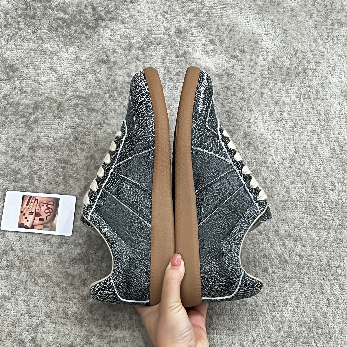 Replica High-Top Crackled Leather Sneakers