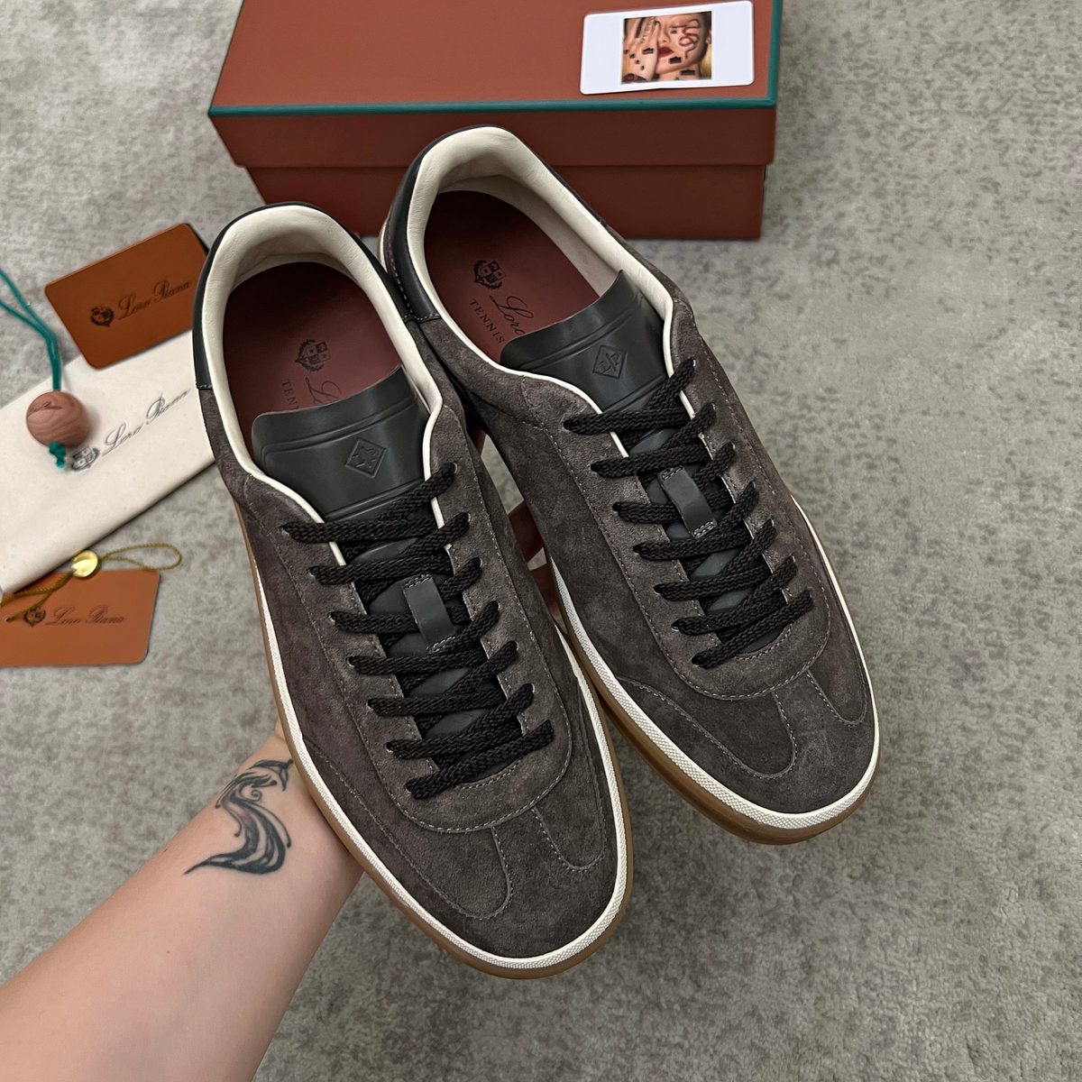 Lord Piana Suede Leather Low-Top Sneakers