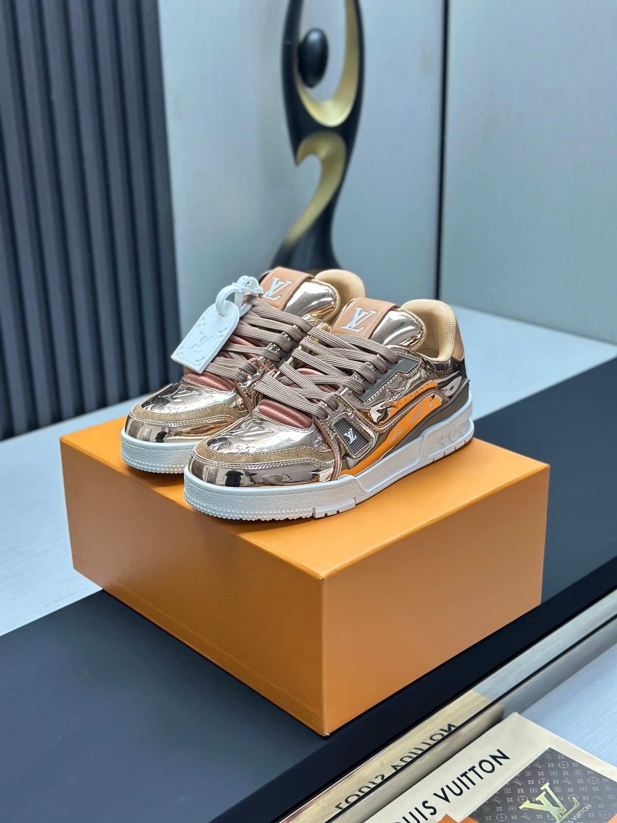 Louis Vuitton Metallic Leather Low-Top Sneakers