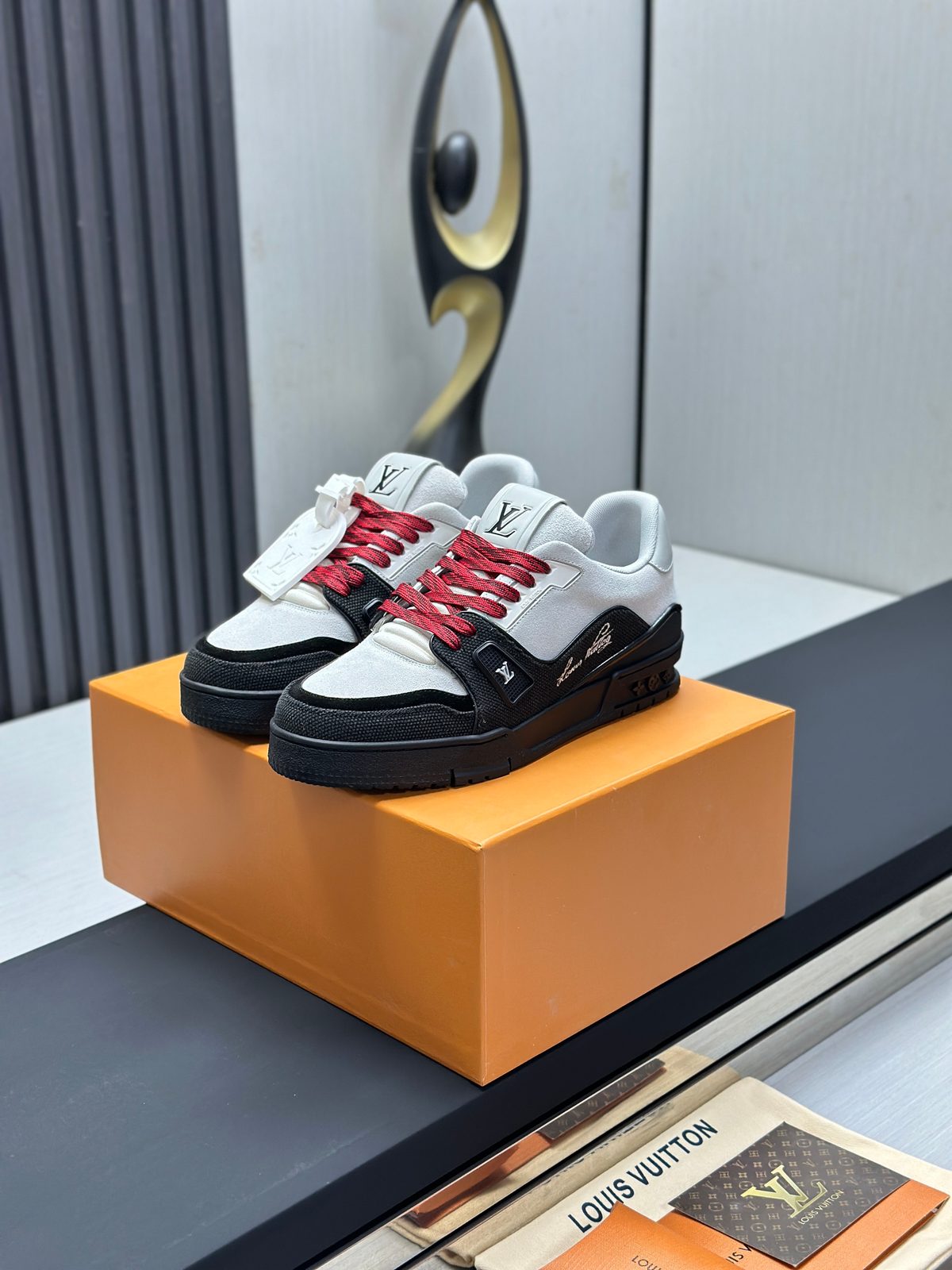 Louis Vuitton LV Trainer Sneaker Black White Red